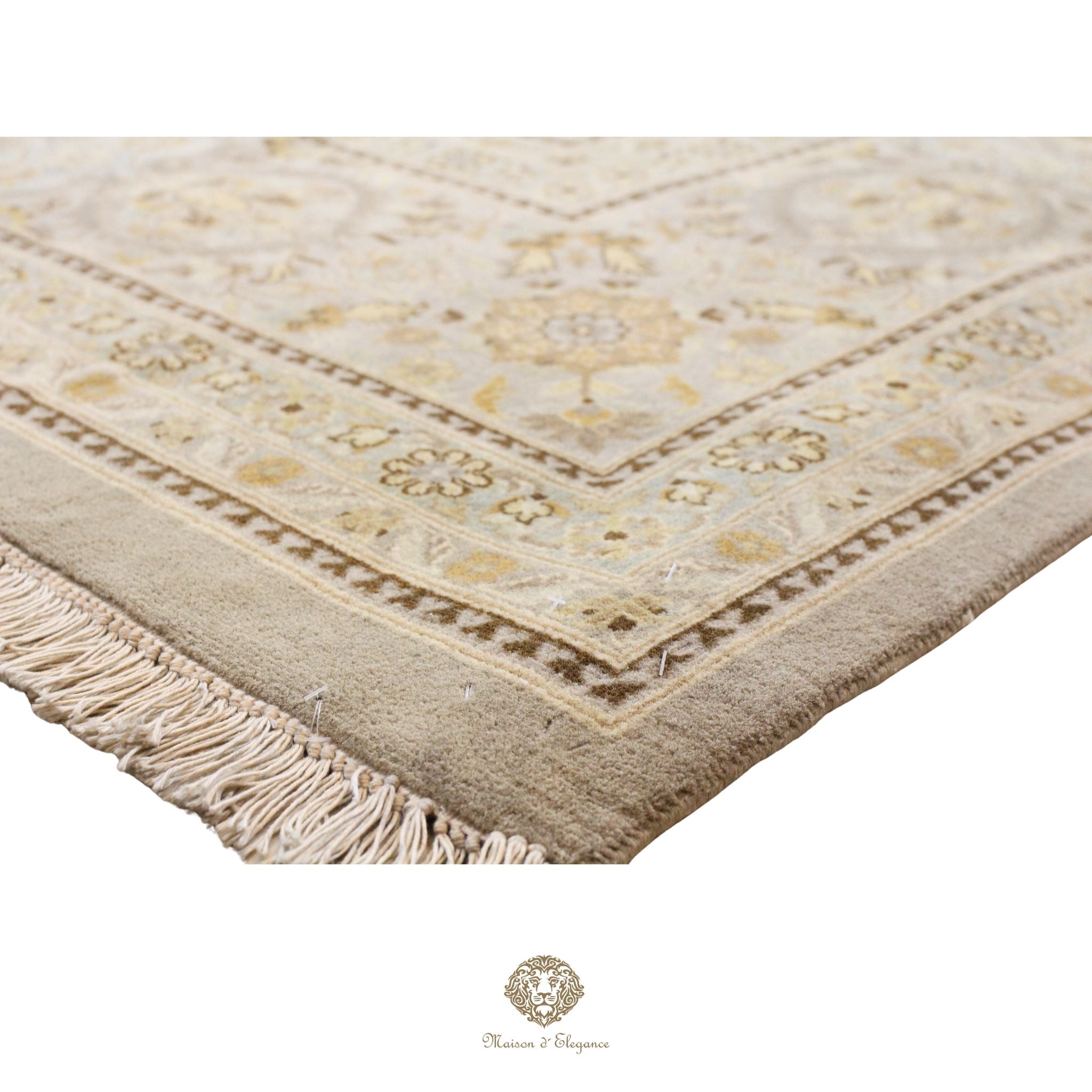 Alfombra de lana estilo Tabriz, color gris superfino con diseño floral de medallón | Elegancia 302x420 cm