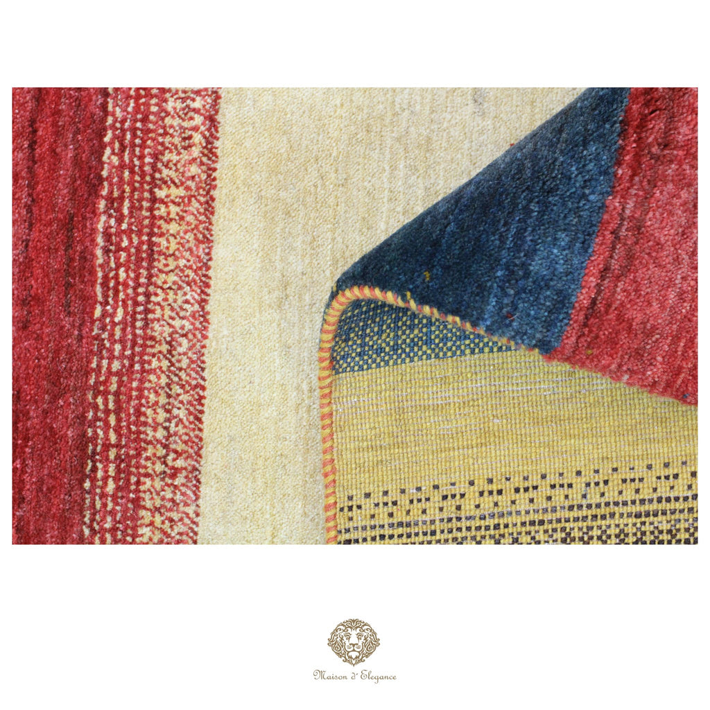 Alfombra persa Kashkuli de lana teñida naturalmente y colorida | Gabbeh hecha a mano 172 x 238 cm