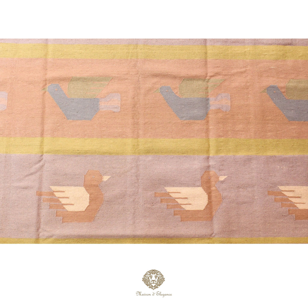 Alfombra Kilim Tejido Plano Lana Natural | Diseño Floral 273x380 cm