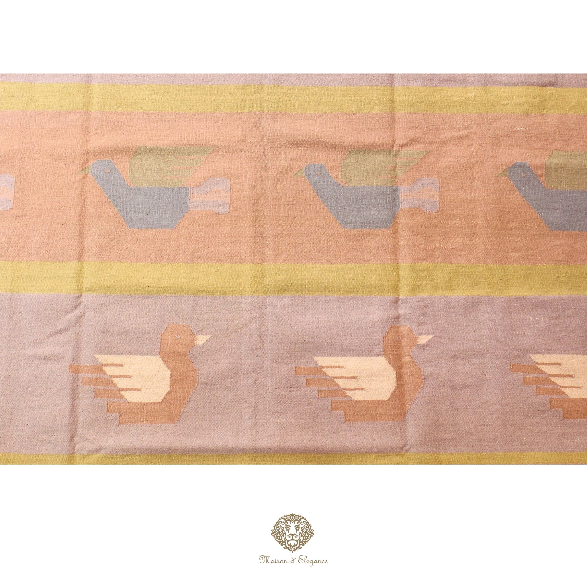 Alfombra Kilim Tejido Plano Lana Natural | Diseño Floral 273x380 cm