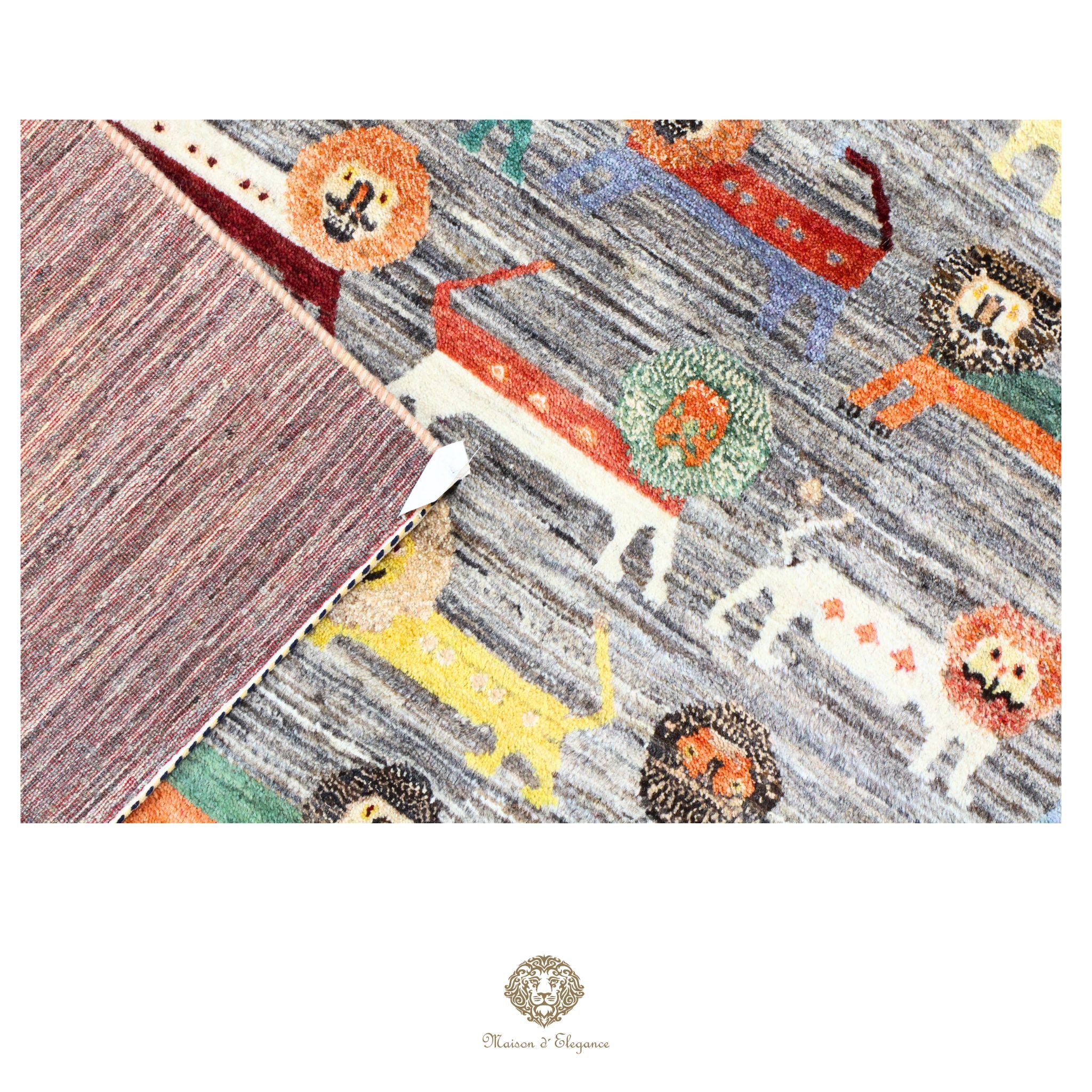 Alfombra persa Kashkuli colorido tribal naturale color | Gabbeh de lana hecha a mano 192 x 193 cm