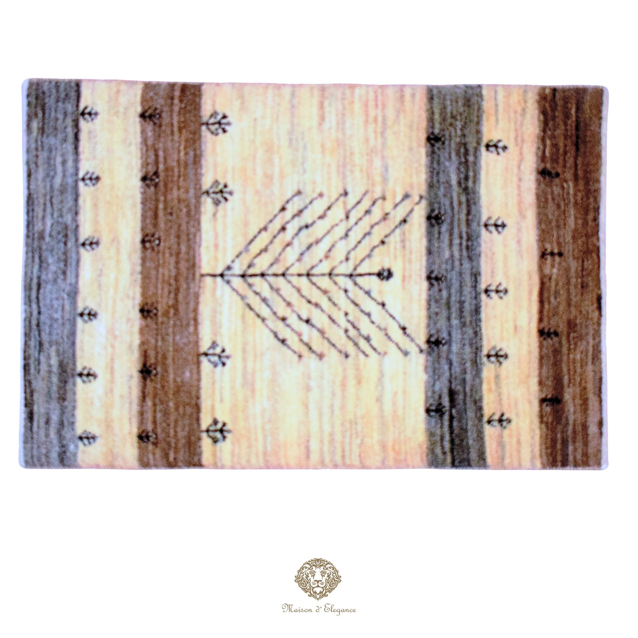 Alfombra persa Kashkuli blanca | Gabbeh de lana hecha a mano 61x92 cm