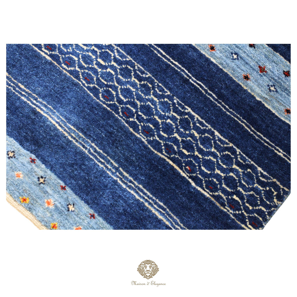Alfombra persa Kashkuli azul | Gabbeh de lana hecha a mano 79x120 cm