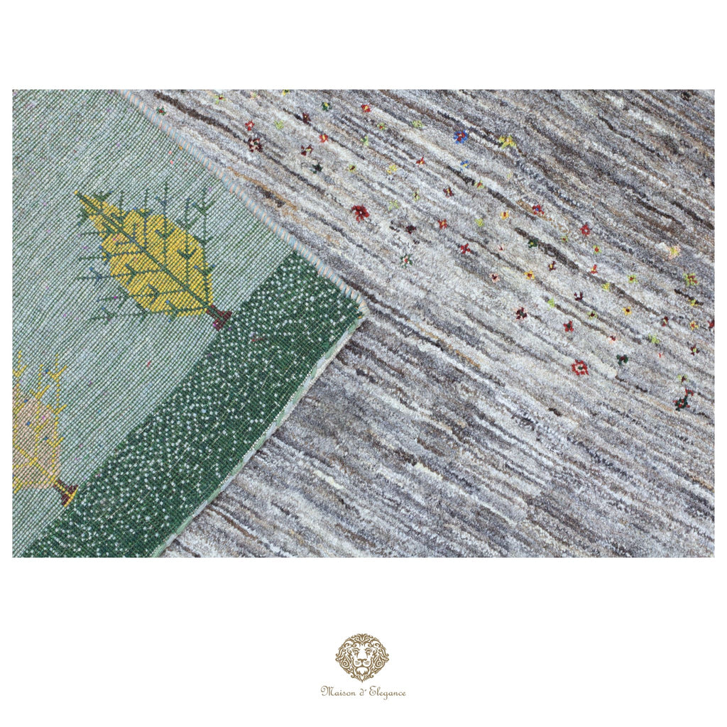 Alfombra persa Kashkuli colorido tribal naturale color | Gabbeh de lana hecha a mano 203x205 cm