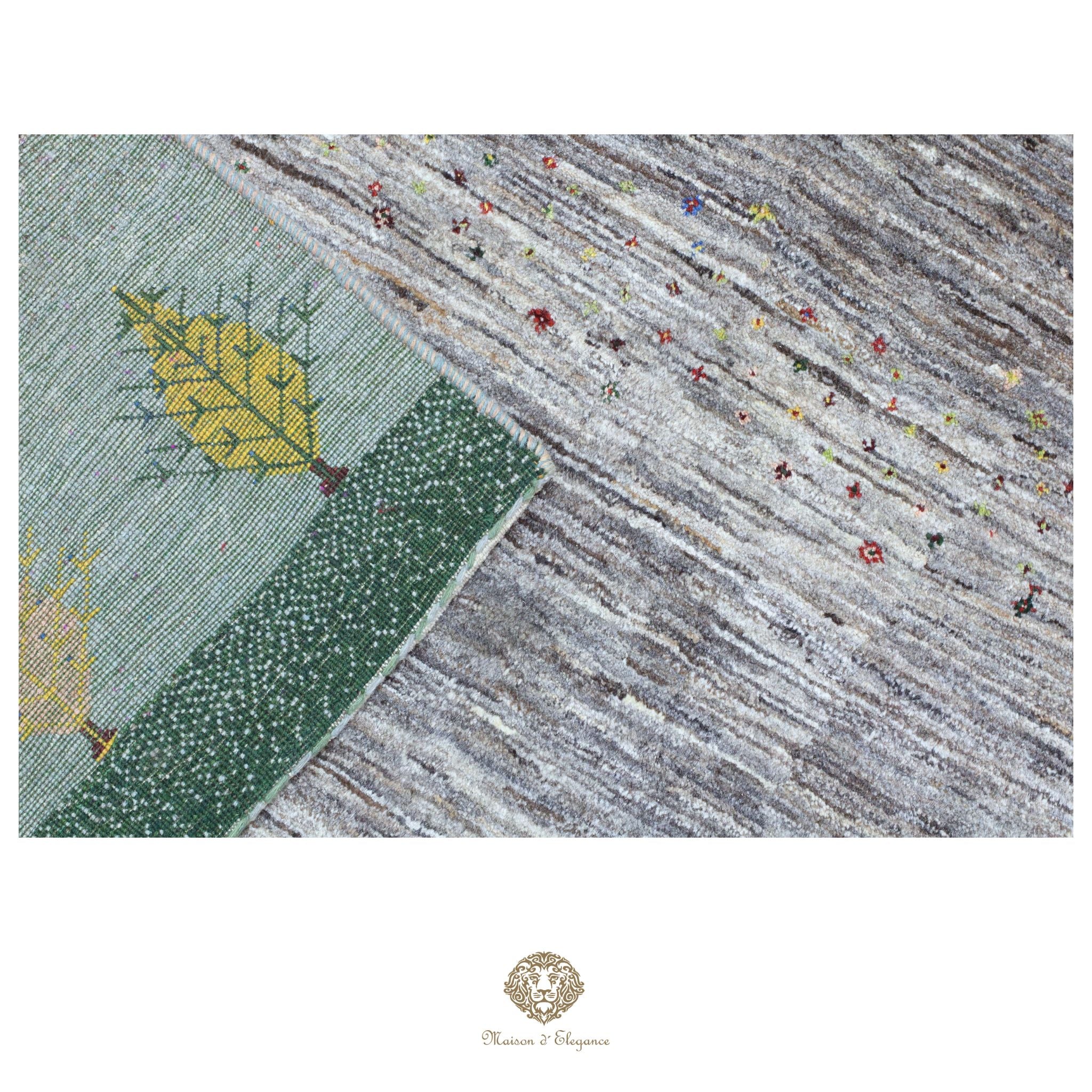 Alfombra persa Kashkuli colorido tribal naturale color | Gabbeh de lana hecha a mano 203x205 cm