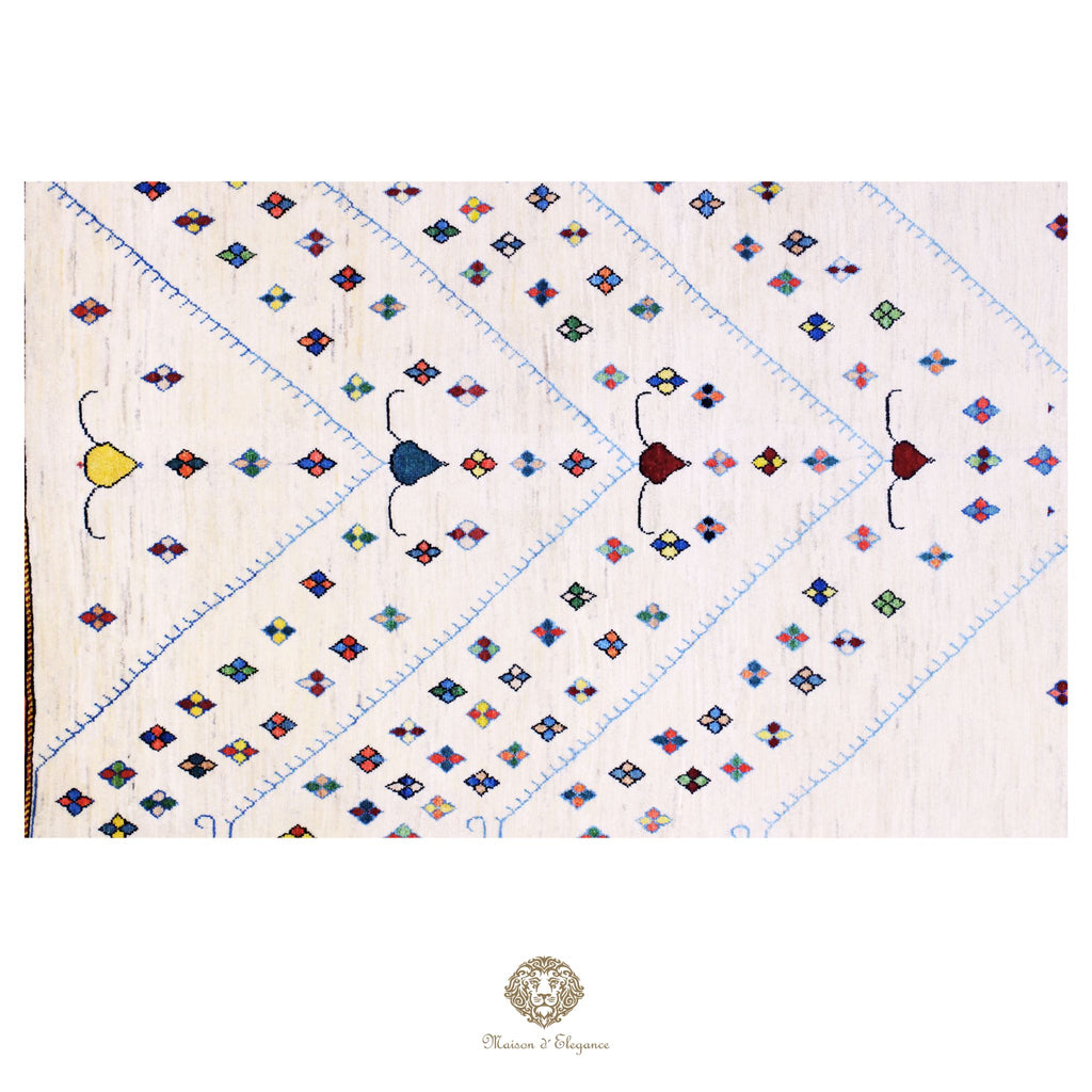Alfombra persa Trible Fine Kashkuli con tintes naturales | Loribaft de lana hecha a mano 158 x 220 cm