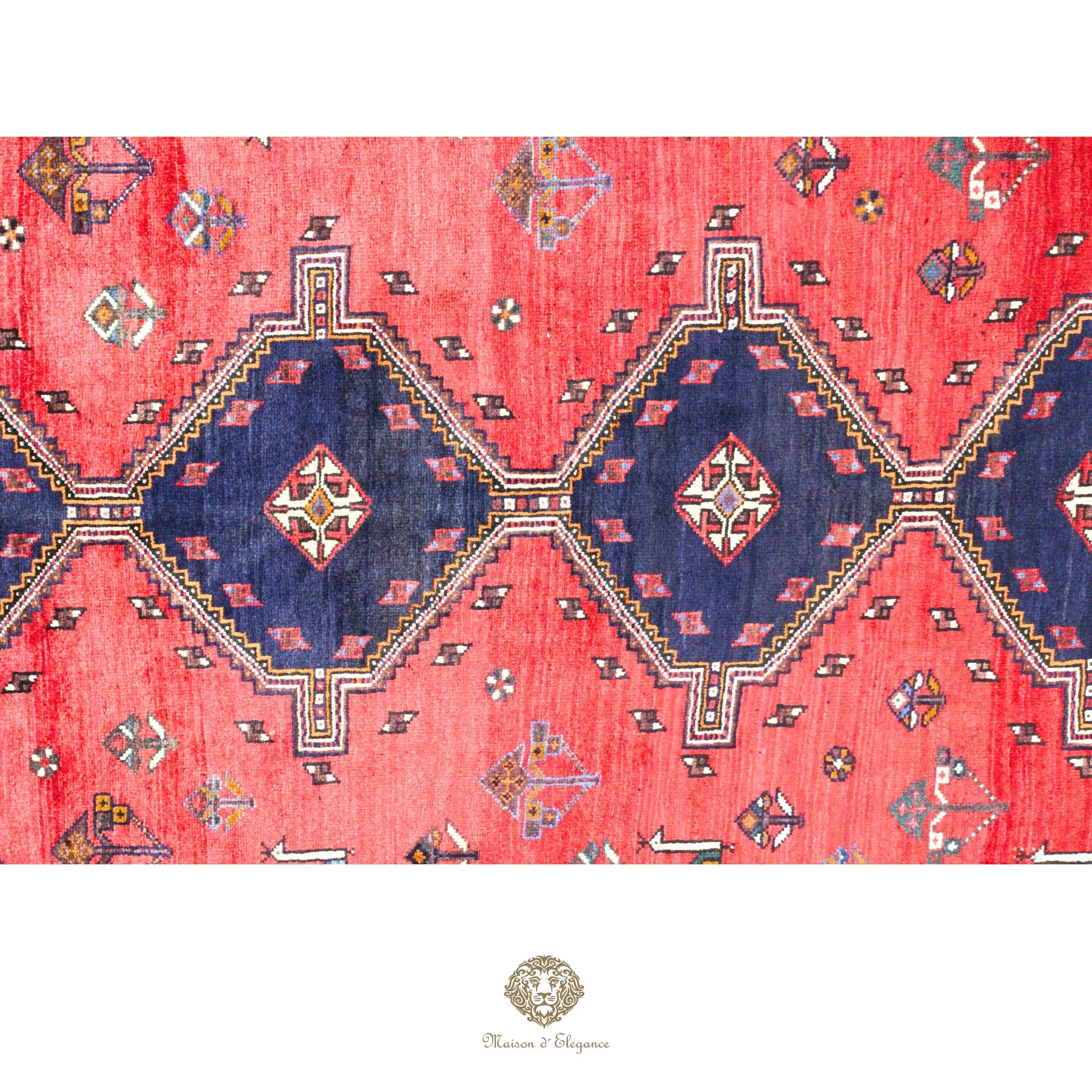 Alfombra persa Qashqai Shiraz | Diseño geométrico tribal teñido natural