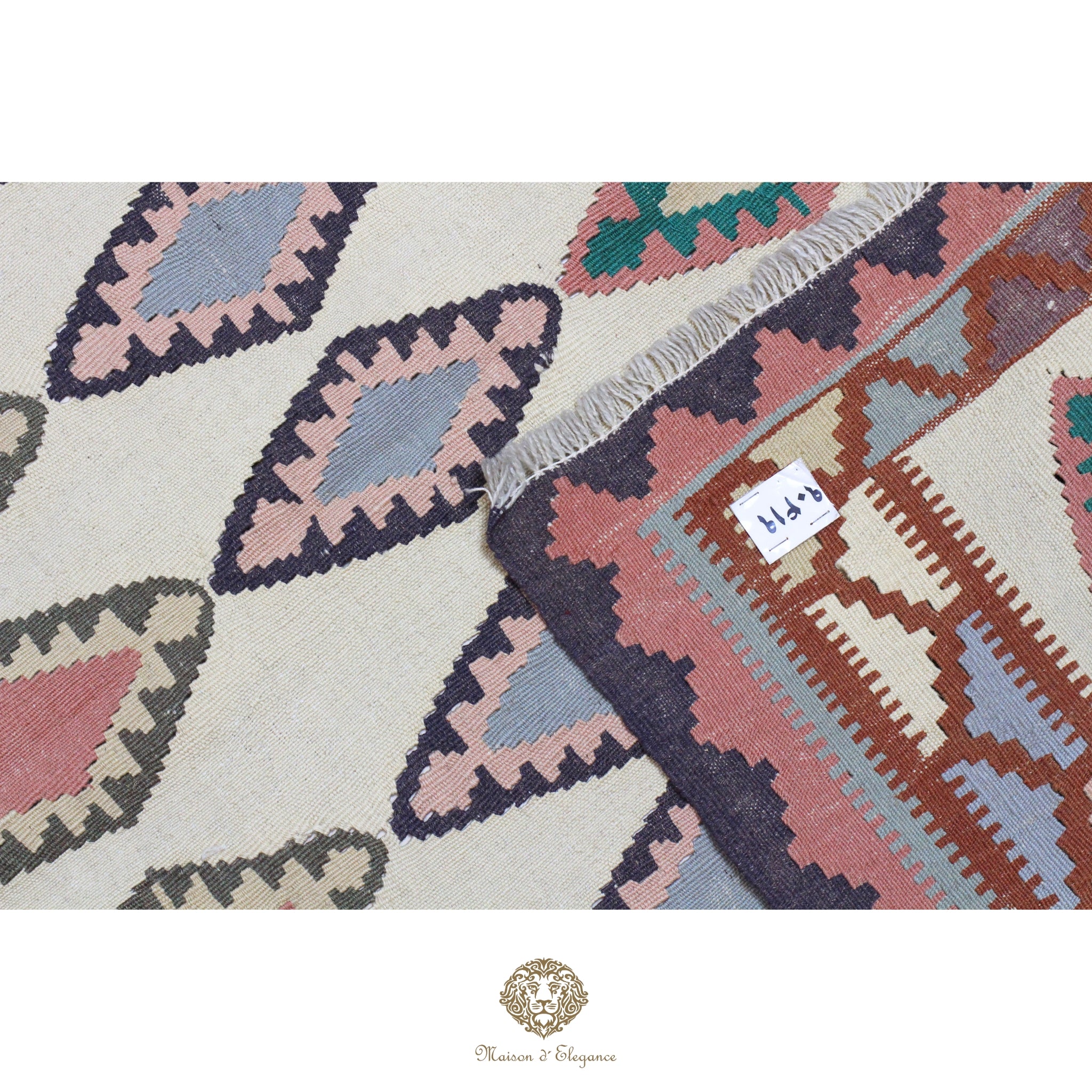 Alfombra Kilim Persa Qashqai Antigua Lana | Diseño Geométrico 126x201 cm