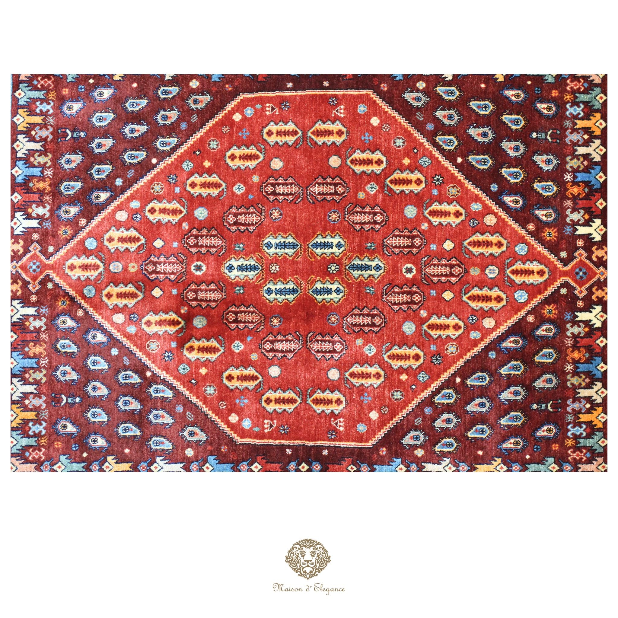 Alfombra persa Trible Fine Kashkuli con tintes naturales | Loribaft de lana hecha a mano 160 x 220 cm