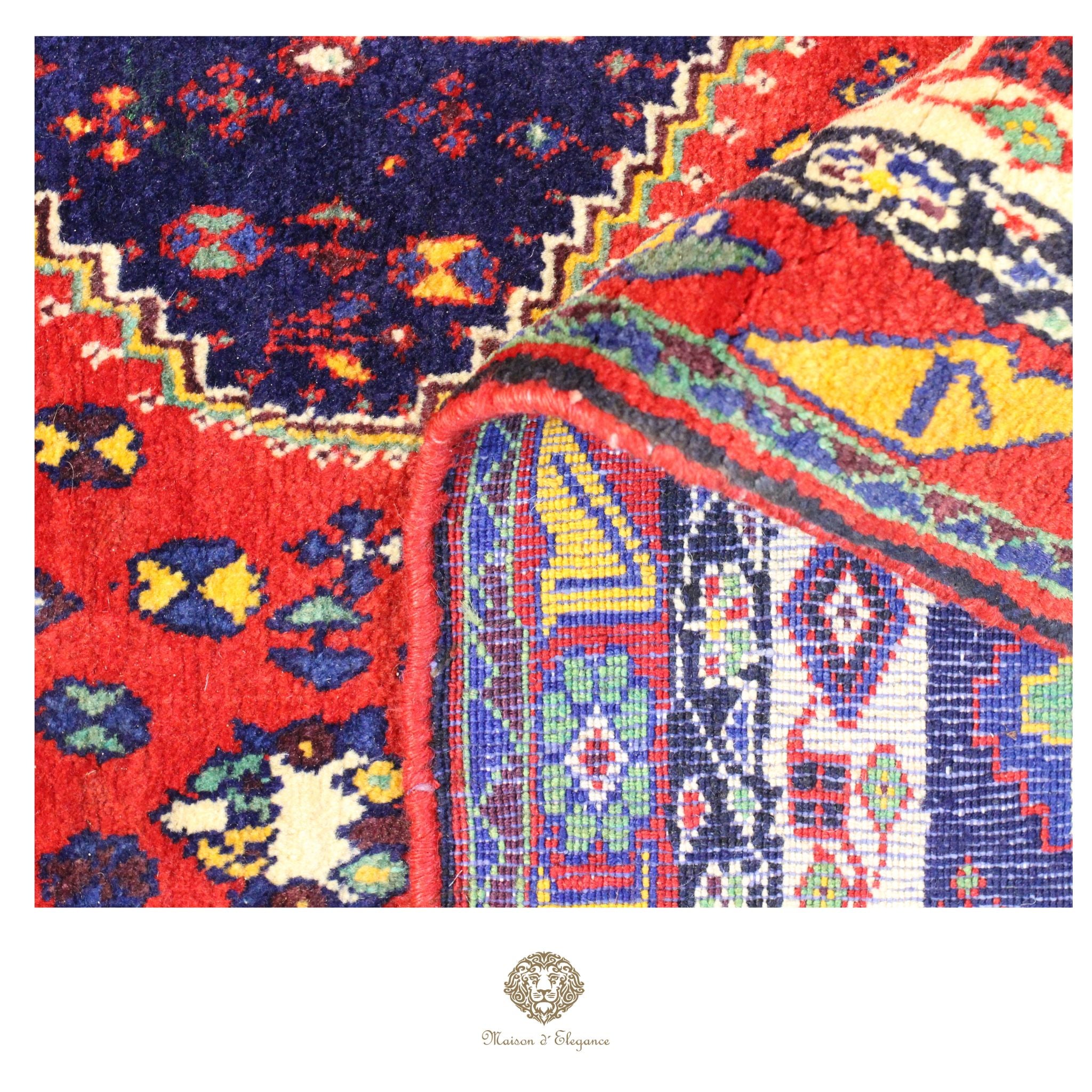 Alfombra persa Qashqai Shiraz Abadeh | Diseño geométrico tribal teñido con tintes naturales 160x263 cm