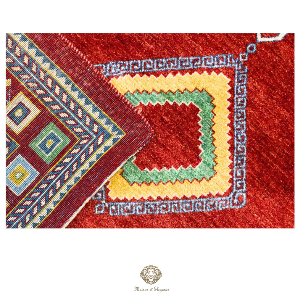 Alfombra persa Kashkuli colorida naturale | Gabbeh de lana hecha a mano 124 x 183 cm