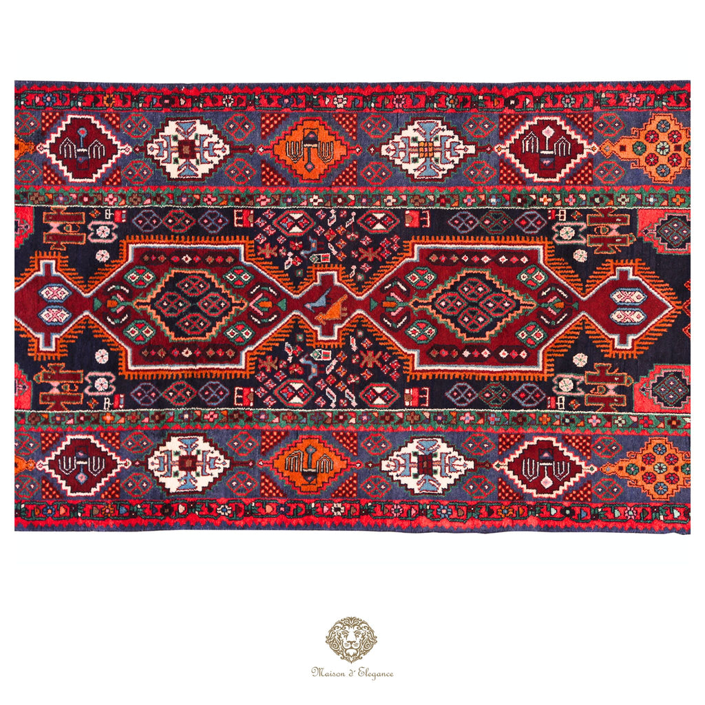 Alfombra persa Hamedan | Diseño tribal de lana teñida natural