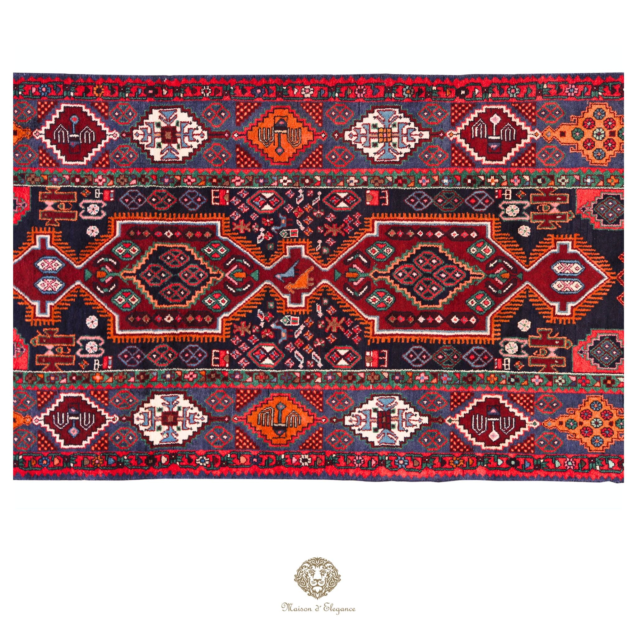 Alfombra persa Hamedan | Diseño tribal de lana teñida natural