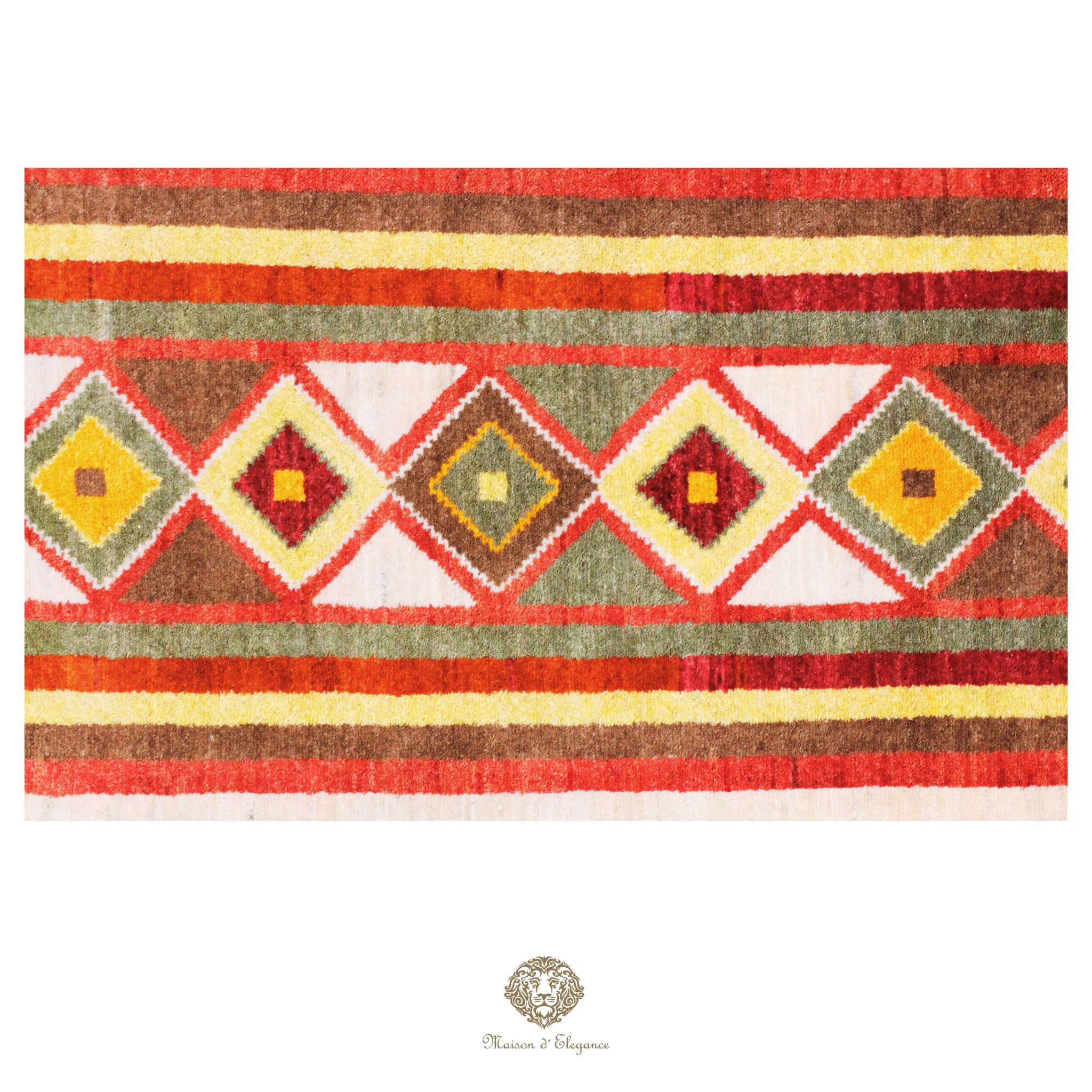 Alfombra persa Kashkuli Loribaft teñida con tintes naturales | Gabbeh de lana hecha a mano 51 x 143 cm