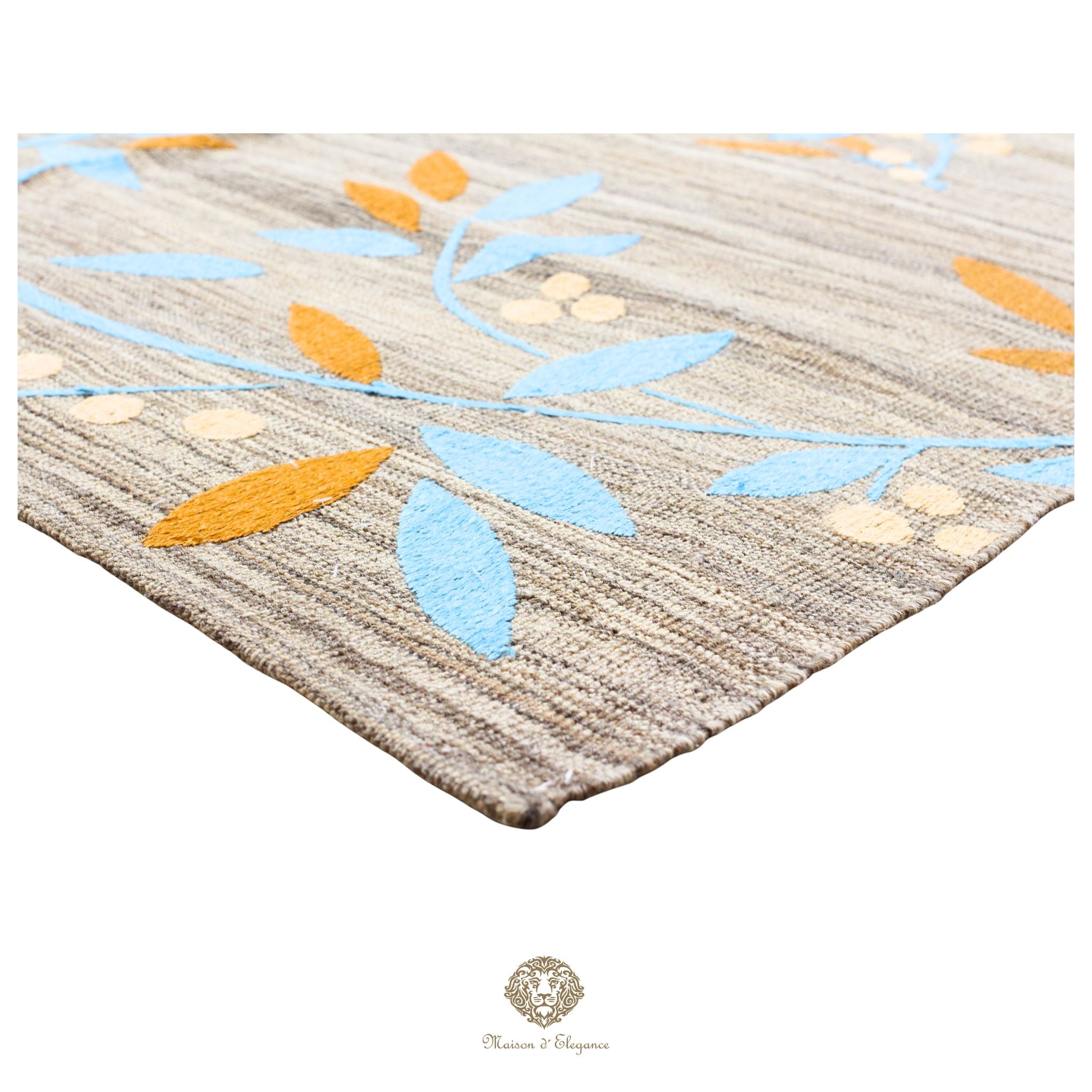 Kilim única moderna Tejido a Mano | Alfombra Plana de Lana y Seda con Tintes Naturales 232x280 cm