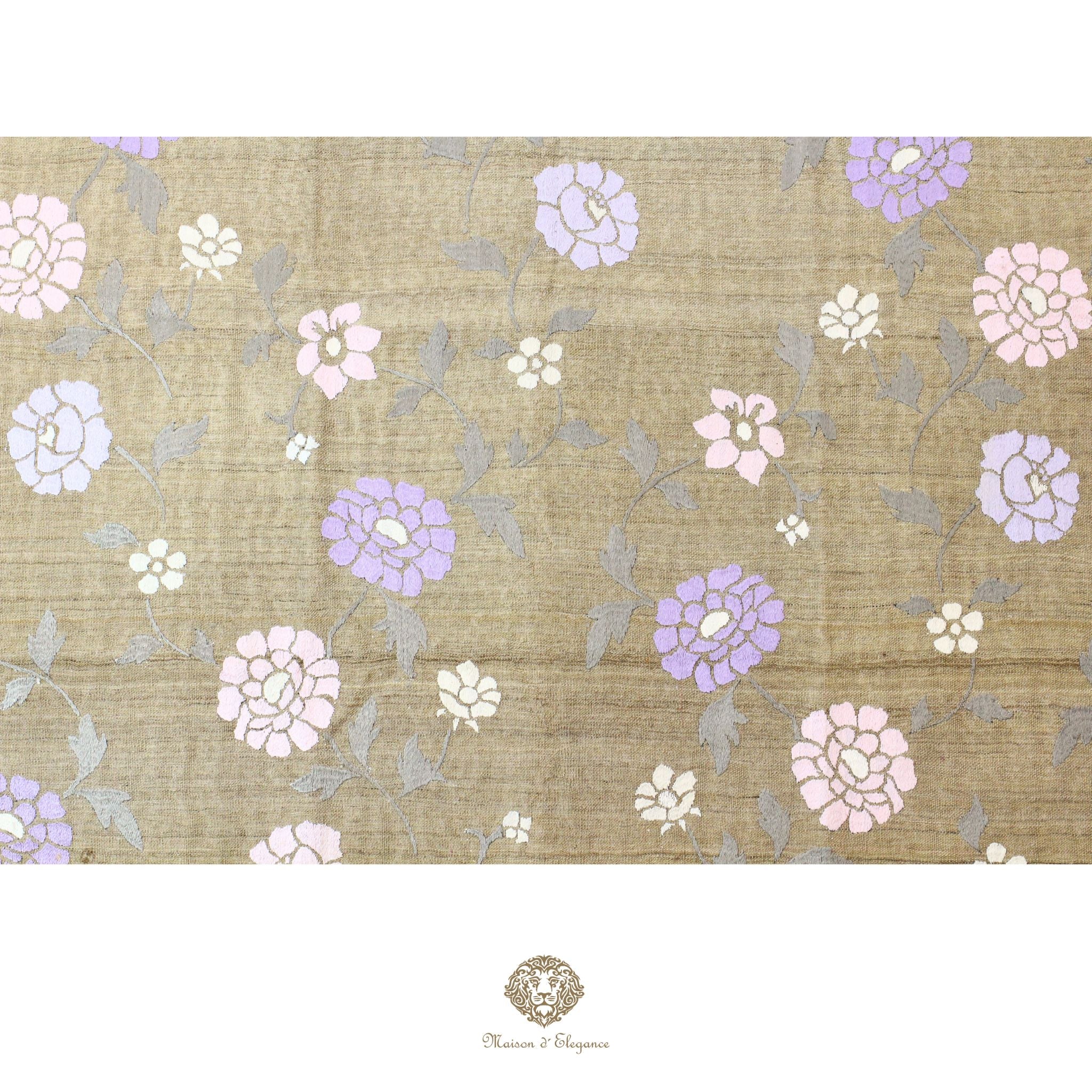 Kilim única moderna Tejido a Mano | Alfombra Plana de Lana y Seda con Tintes Naturales 210x285 cm