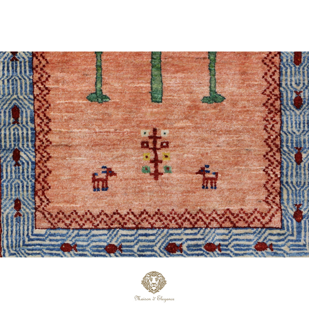 Alfombra Loribaft Rosa Persa Lana 100% Hecha a Mano 82x128 cm
