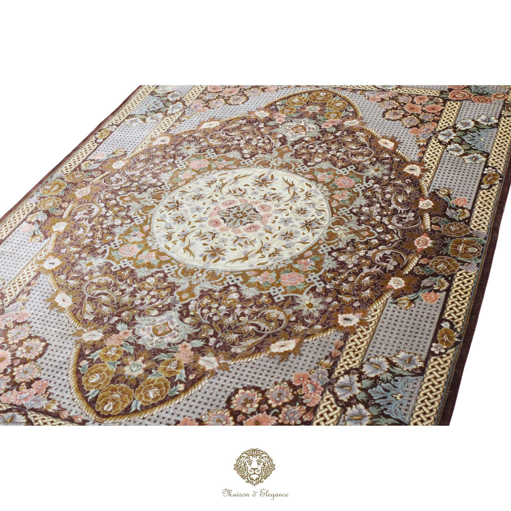 Alfombra persa exclusiva de seda pura, anudada a mano, teñida de forma natural, obra maestra de alta gama, firmada, 101x156 cm