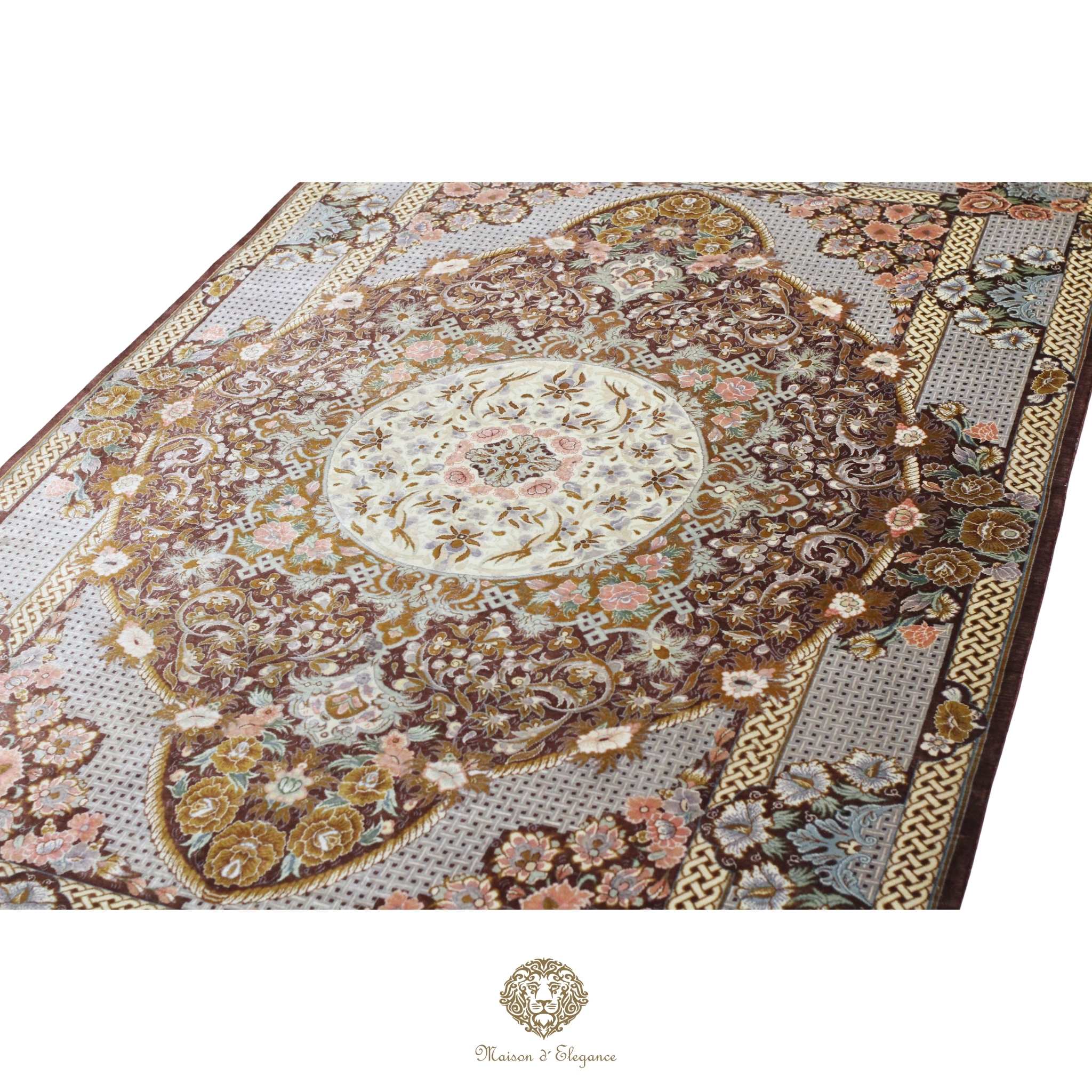 Alfombra persa exclusiva de seda pura, anudada a mano, teñida de forma natural, obra maestra de alta gama, firmada, 101x156 cm