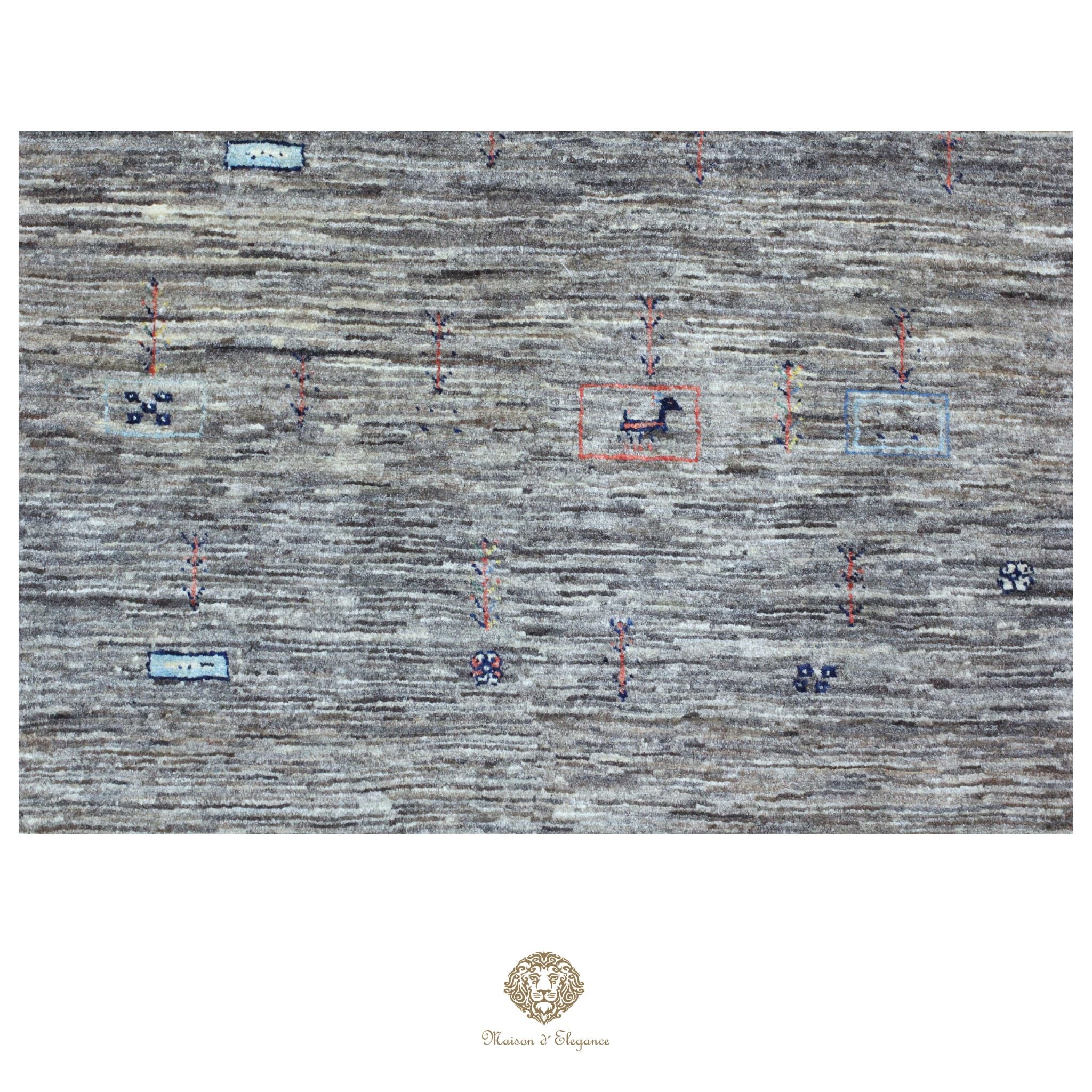Alfombra persa Kashkuli gris tribal naturale color | Gabbeh de lana hecha a mano 85 x 117 cm