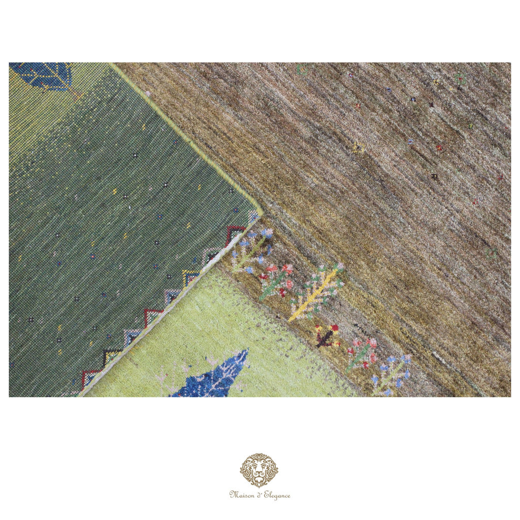 Alfombra persa Kashkuli colorido tribal naturale color | Gabbeh de lana hecha a mano 182 x 220 cm