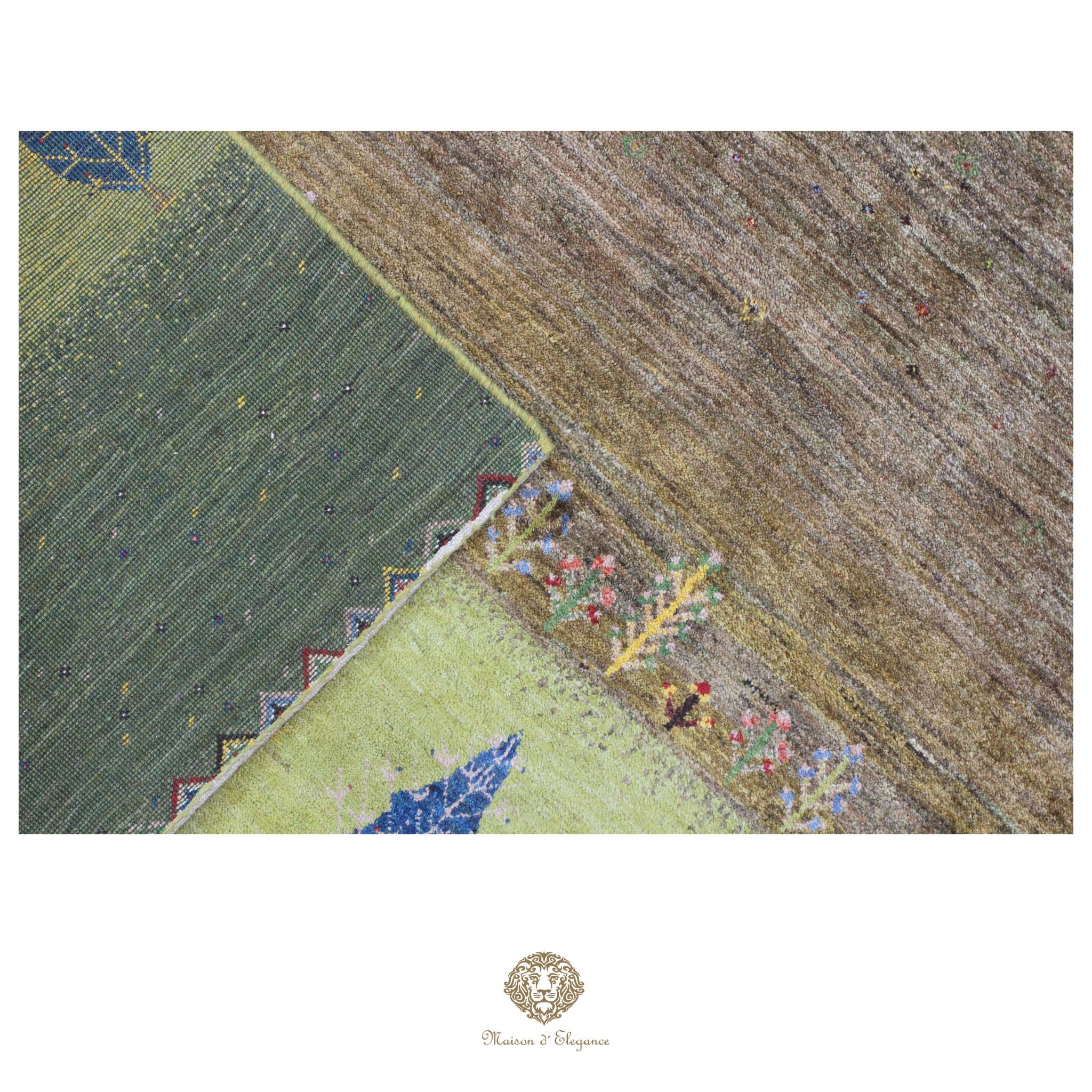 Alfombra persa Kashkuli colorido tribal naturale color | Gabbeh de lana hecha a mano 182 x 220 cm