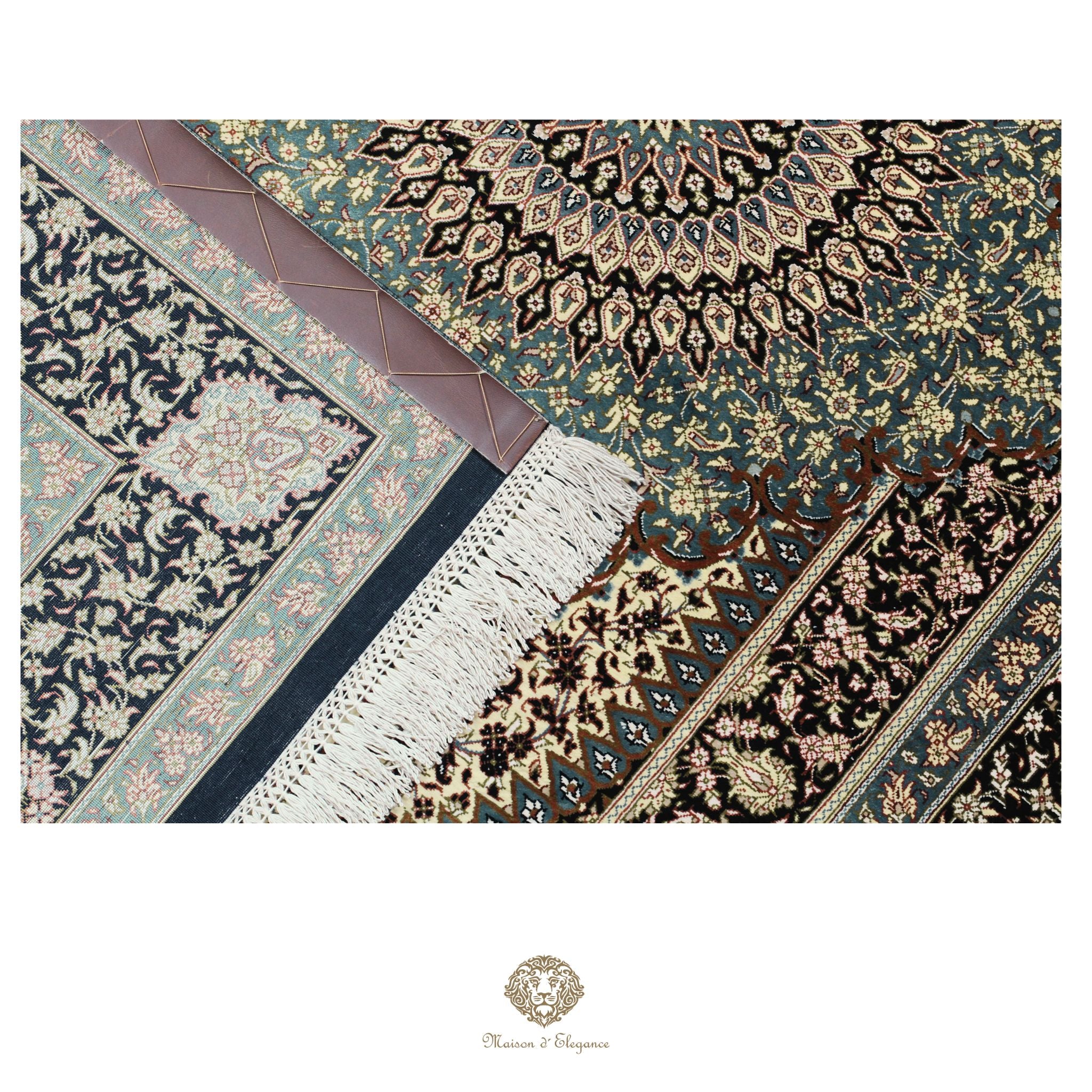 Alfombra persa exclusiva de seda pura, anudada a mano, teñida de forma natural, obra maestra de alta gama, firmada, 103 x 160 cm