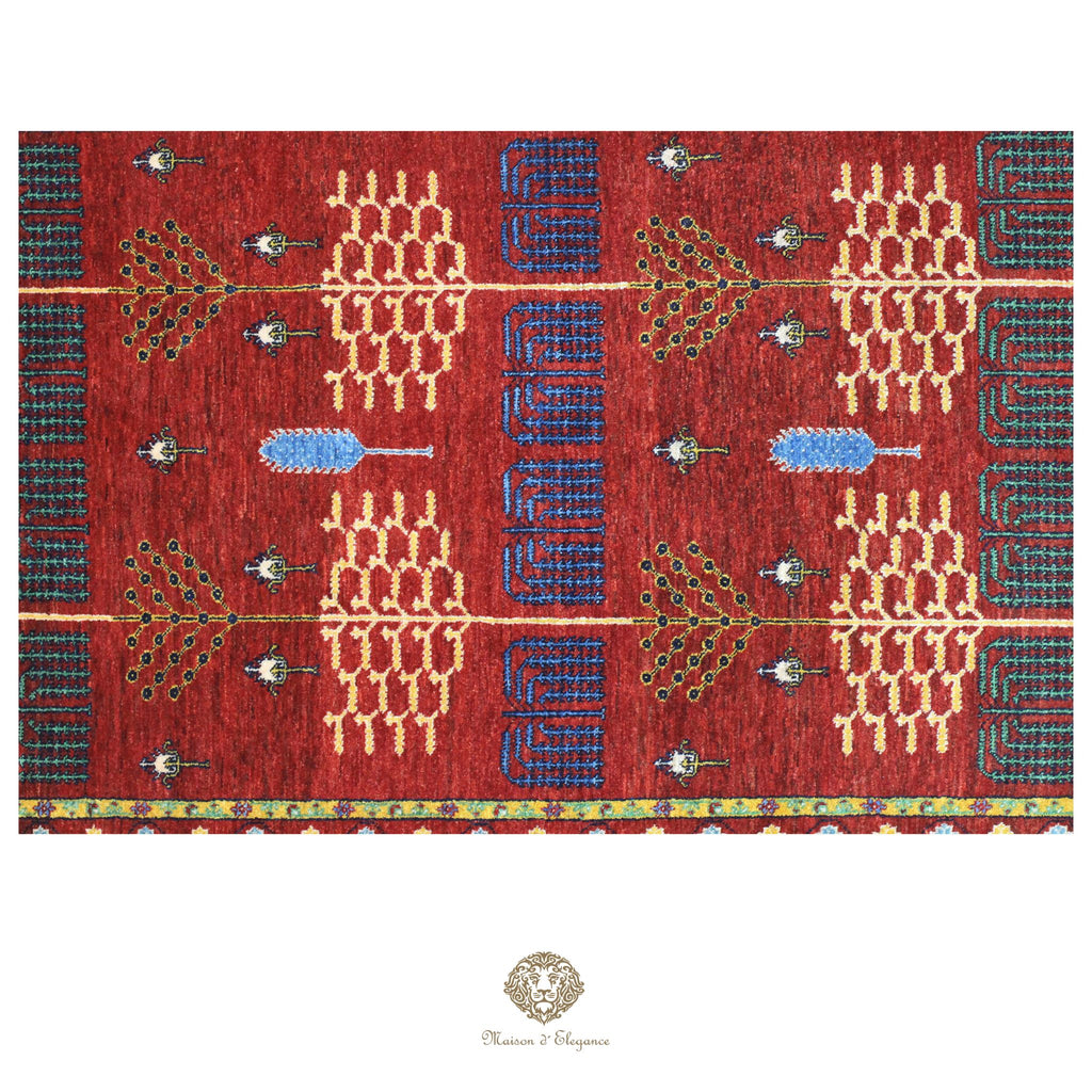 Alfombra persa Trible Fine Kashkuli con tintes naturales | Loribaft de lana hecha a mano 119 x 177 cm