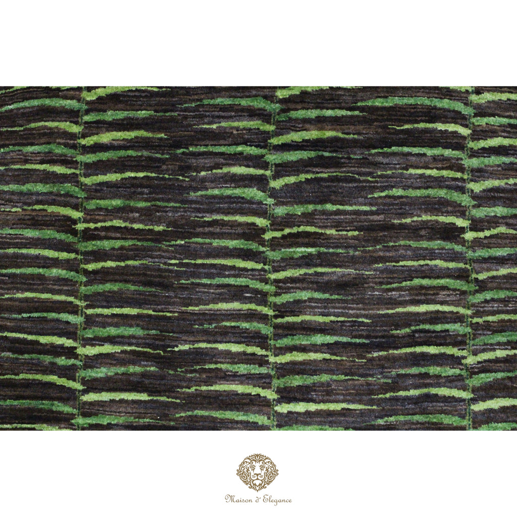 Alfombra Kashkuli Verde Persa Lana 100% Hecha a Mano 86x116 cm