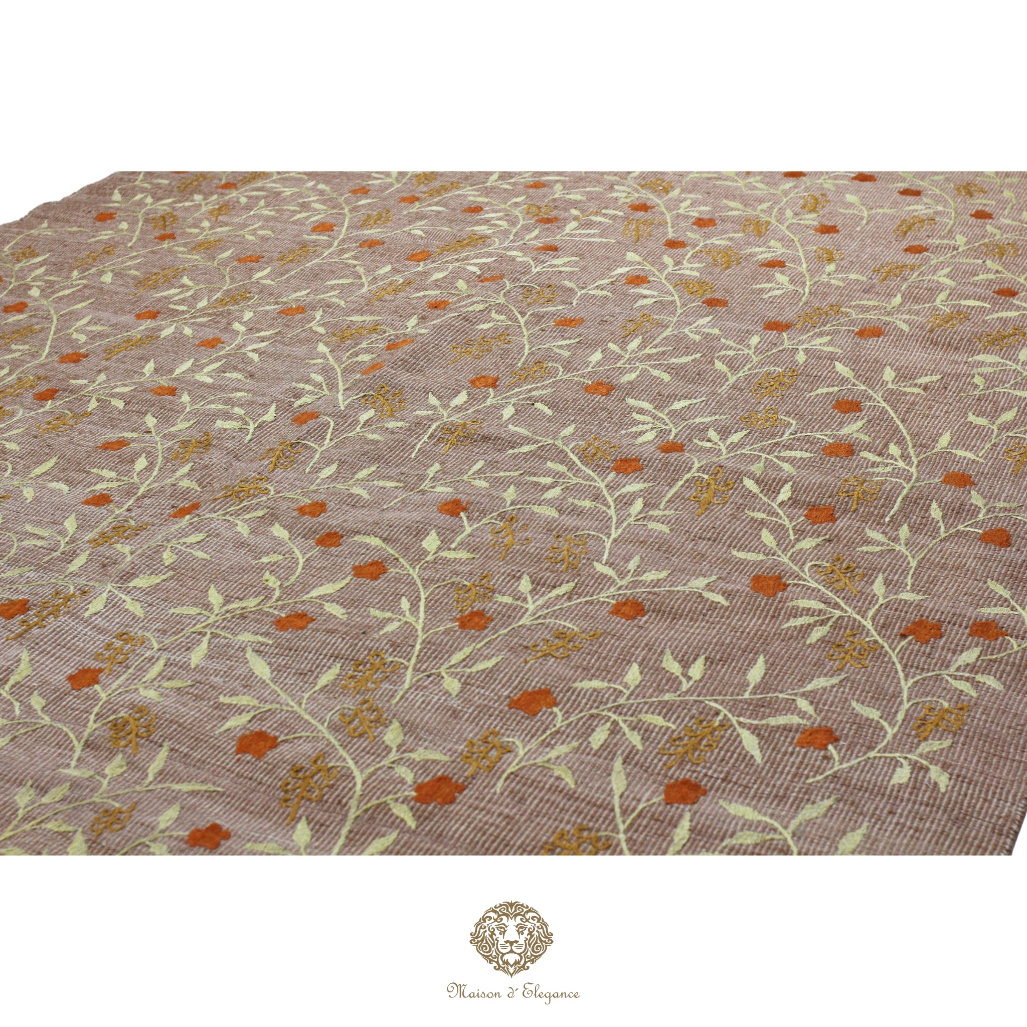 Textile with floral pattern on a plain background