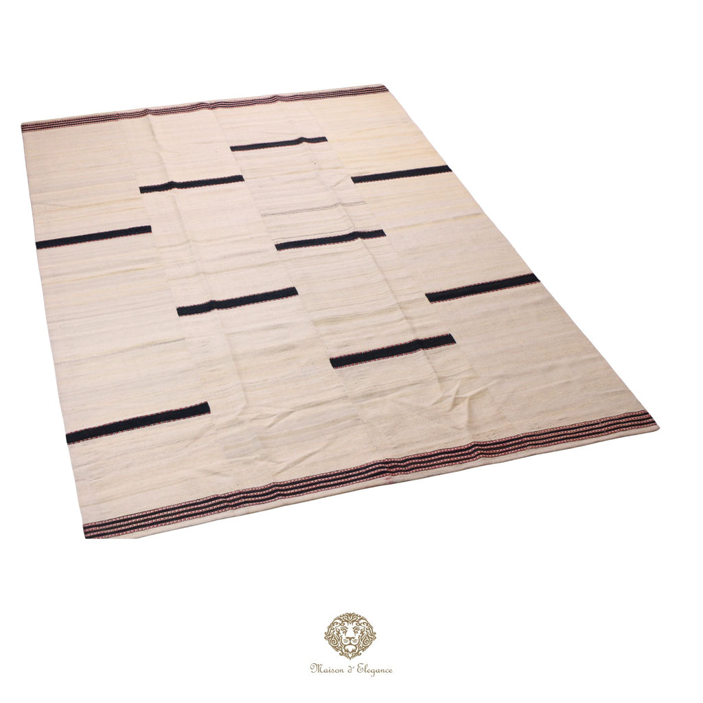 Alfombra persa Kia Sar Kilim hecha a mano de lana, colorida blanca | Kilim de diseño Maison moderne 202 x 309 cm
