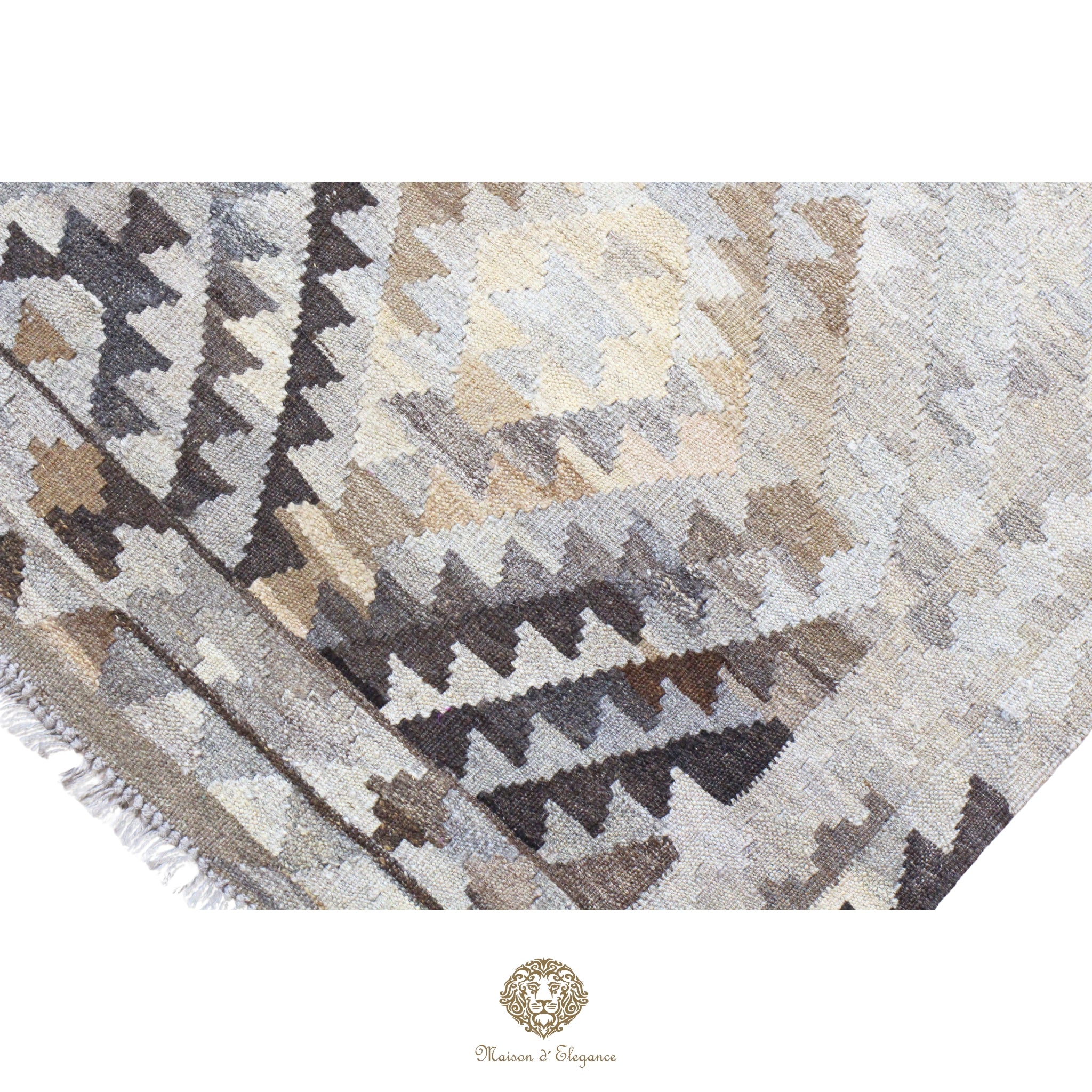 Alfombra Kilim Geométrico Transicional 135x194cm Lana Pura Teñido Natural - Artesanal