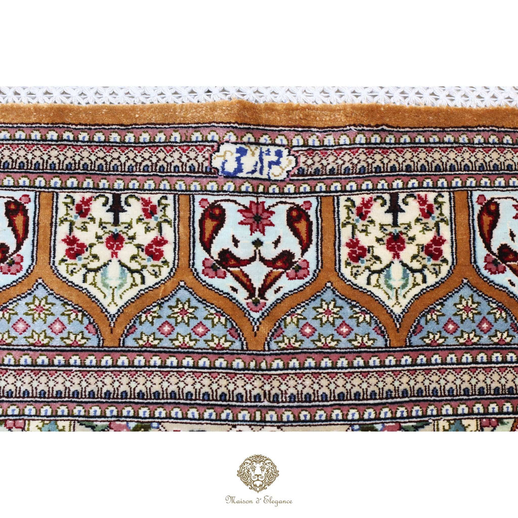 Alfombra persa exclusiva de seda pura, anudada a mano, teñida con tintes naturales, diseño Medallón, obra maestra de alta gama, firmada, 100 x 153 cm.