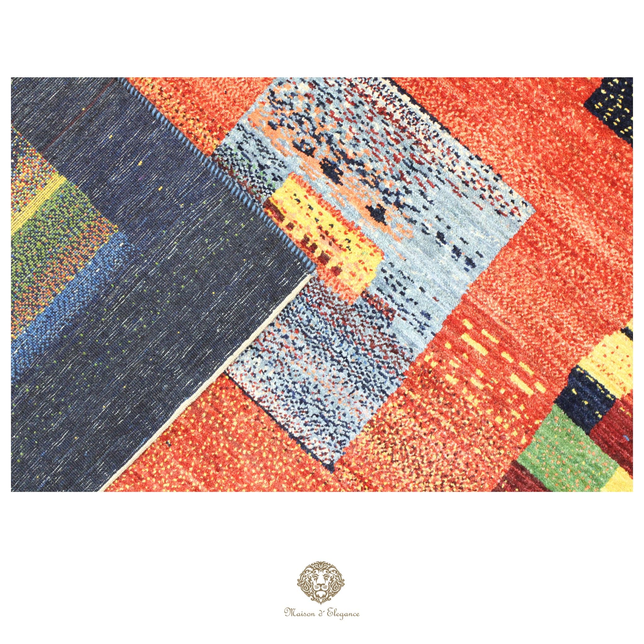 Alfombra persa Kashkuli colorida vistosa | Gabbeh de lana hecha a mano 196 x 201 cm