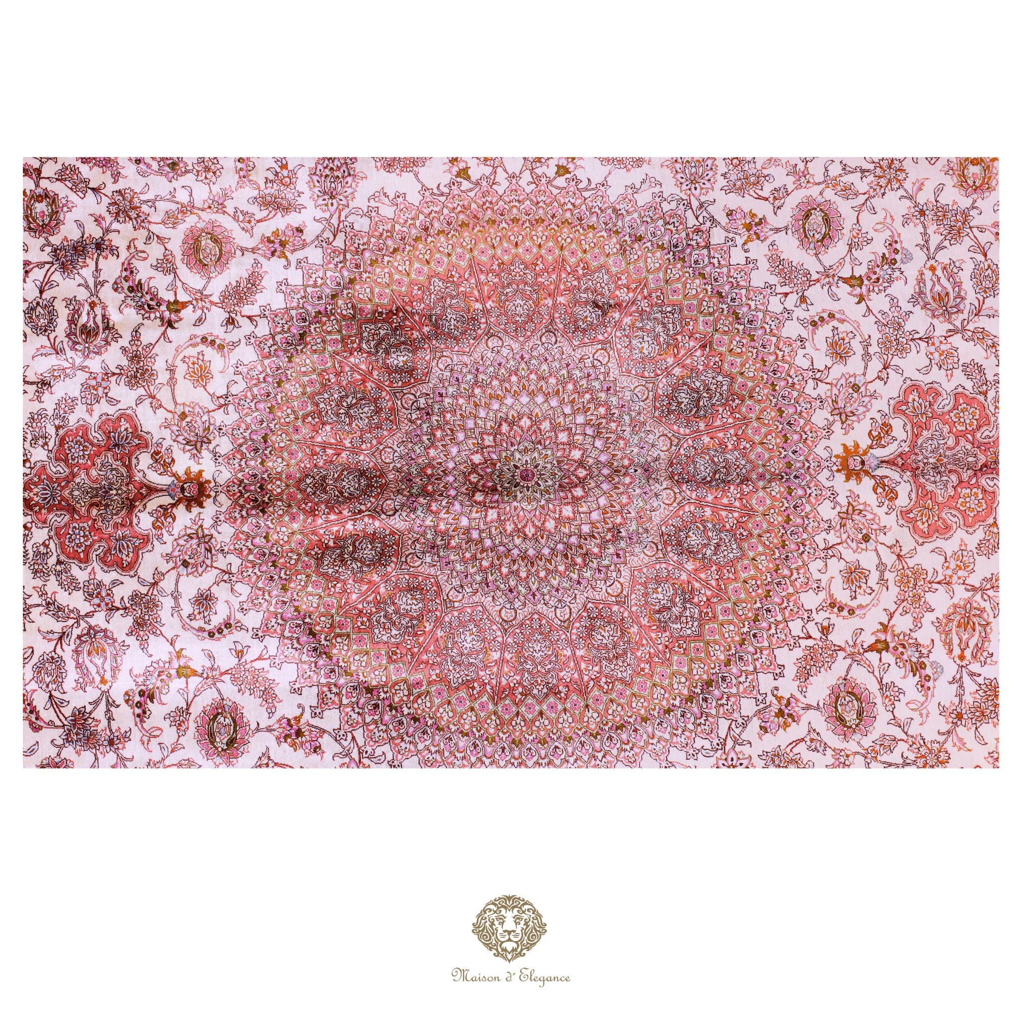 Alfombra persa exclusiva de seda pura, anudada a mano, teñida de forma natural | obra maestra de alta gama, firmada, 248 x 346 cm