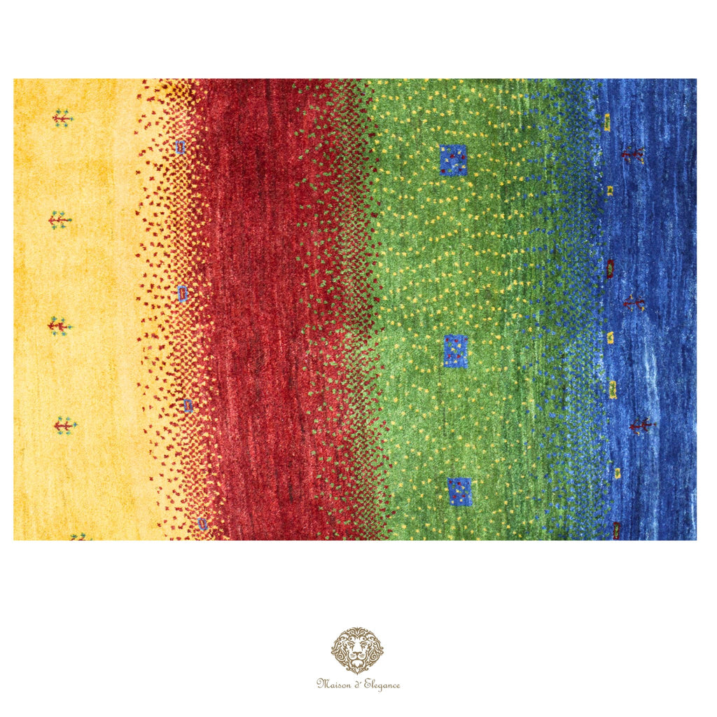 Alfombra persa Kashkuli colorida | Gabbeh de lana hecha a mano 85x121 cm