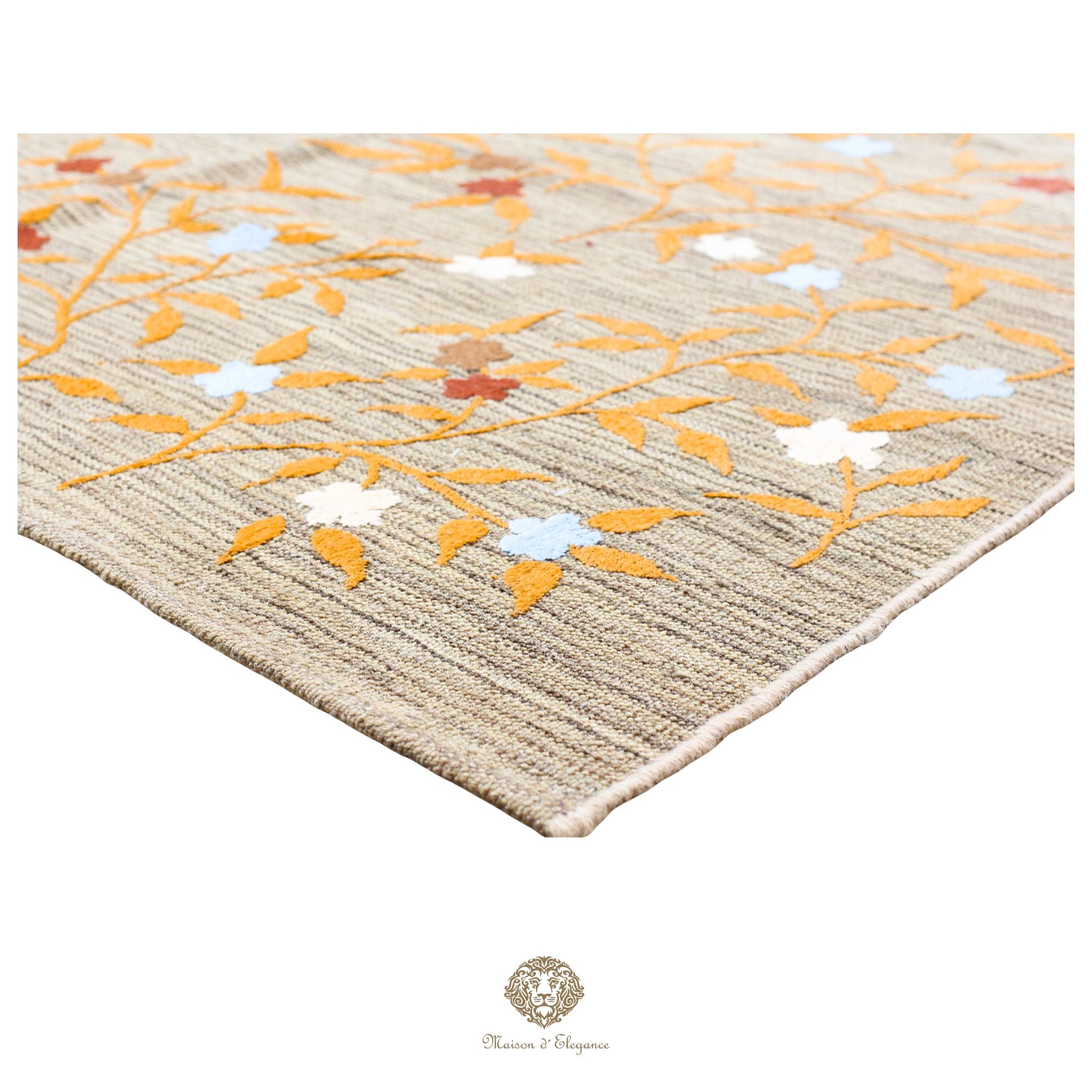Kilim única moderna Tejido a Mano | Alfombra Plana de Lana y Seda con Tintes Naturales 215x301 cm