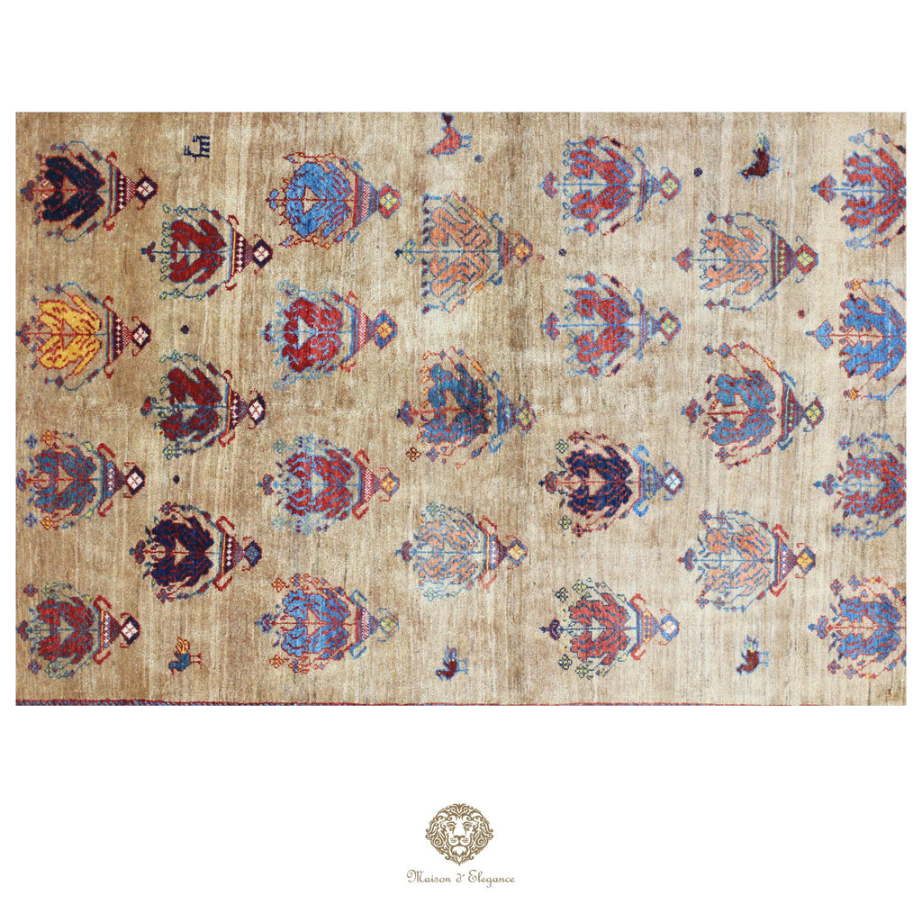 Alfombra persa Trible Fine Kashkuli con tintes naturales | Loribaft de lana hecha a mano 153 x 270 cm