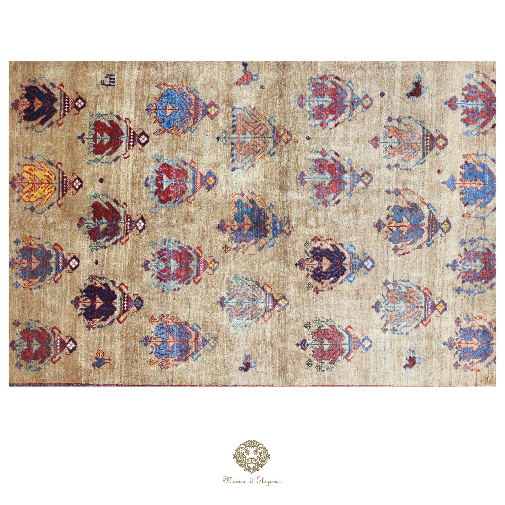 Alfombra persa Trible Fine Kashkuli con tintes naturales | Loribaft de lana hecha a mano 153 x 270 cm