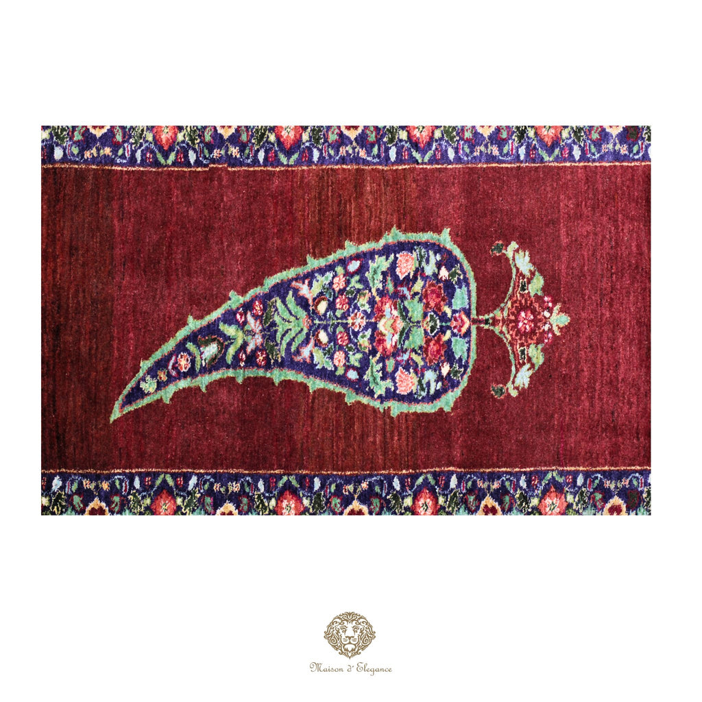 Alfombra persa de lana hecha a mano Kashkuli Nomadic | Diseño Cypress 57 x 108 cm