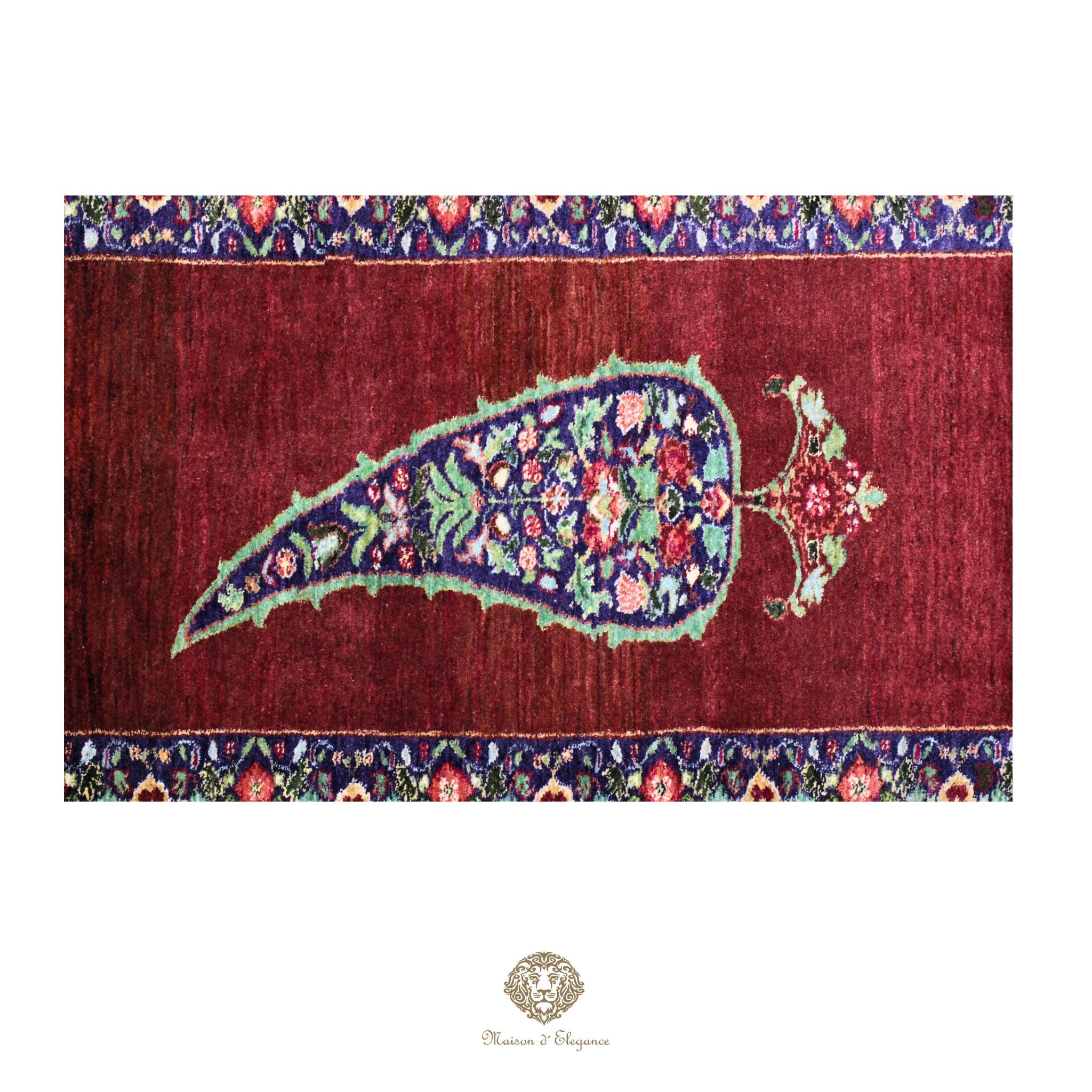 Alfombra persa de lana hecha a mano Kashkuli Nomadic | Diseño Cypress 57 x 108 cm