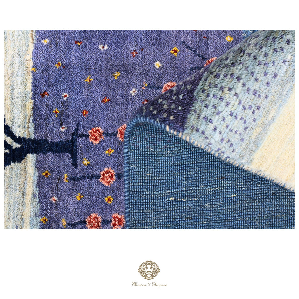 Alfombra persa Kashkuli azul | Gabbeh de lana hecha a mano 168 x 243 cm