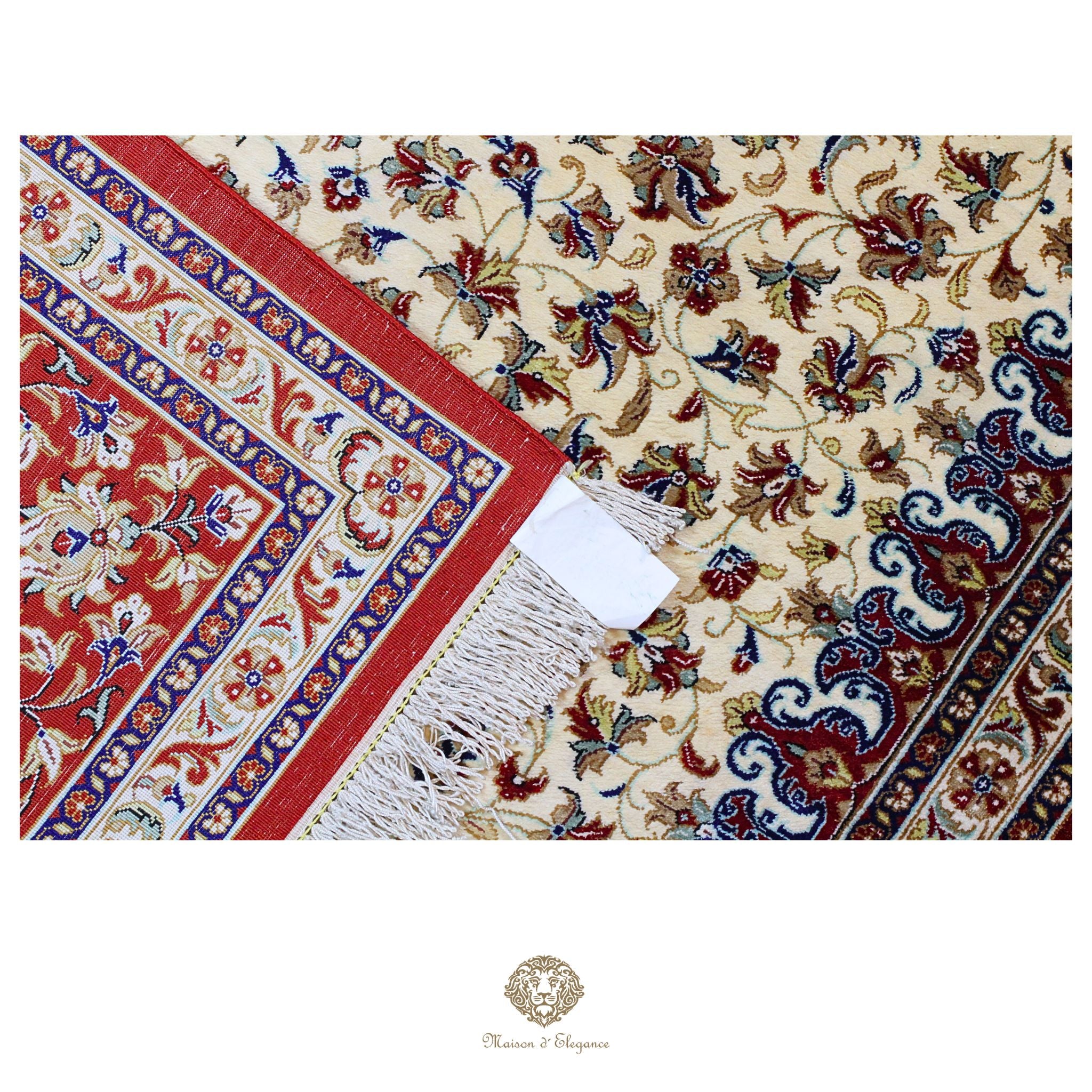 Alfombra persa de seda pura superfina, anudada a mano, teñida con tintes naturales, | obra maestra, firmada, 71 x 312 cm