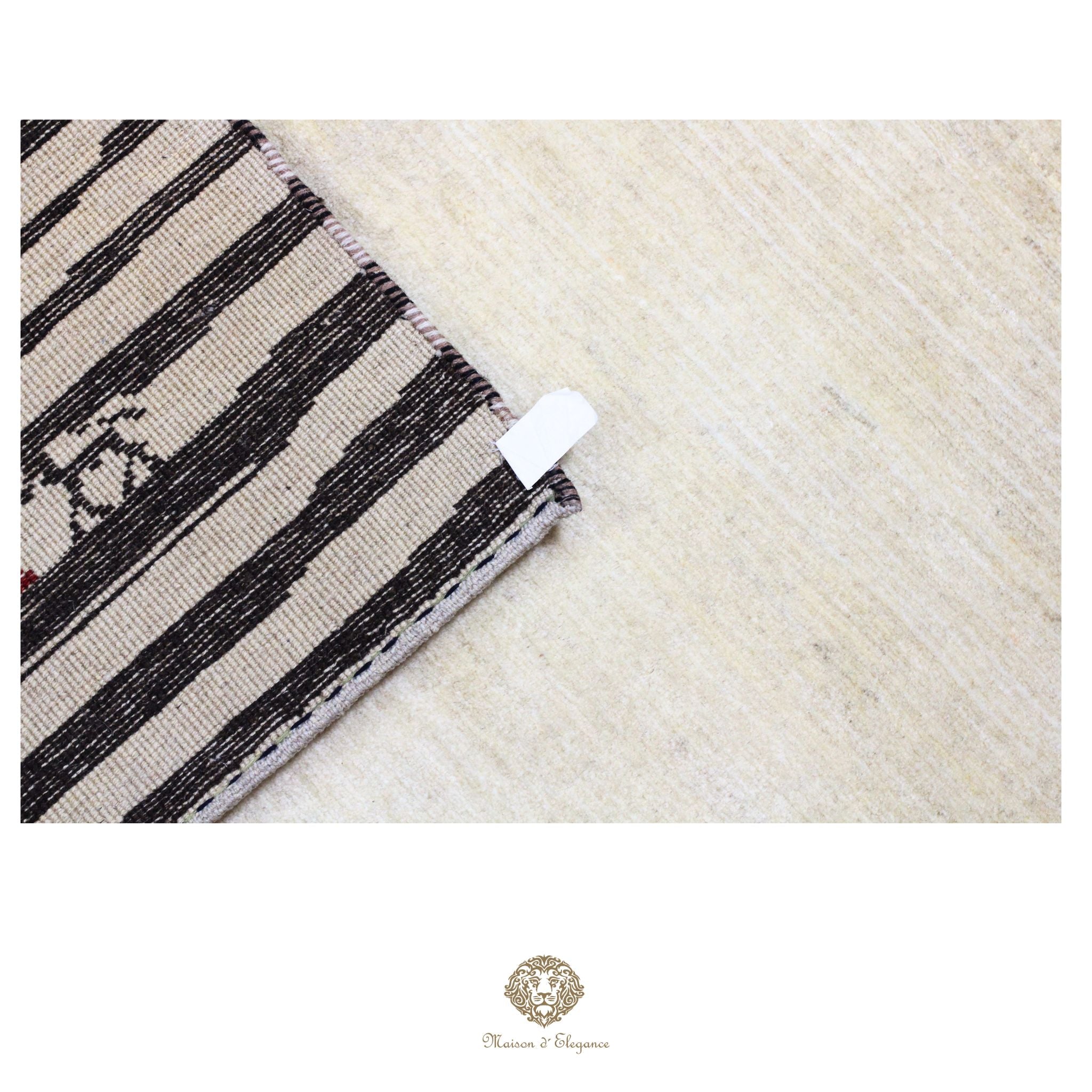Alfombra persa Kashkuli blanca tribal naturale color | Gabbeh de lana hecha a mano 119 x 180 cm