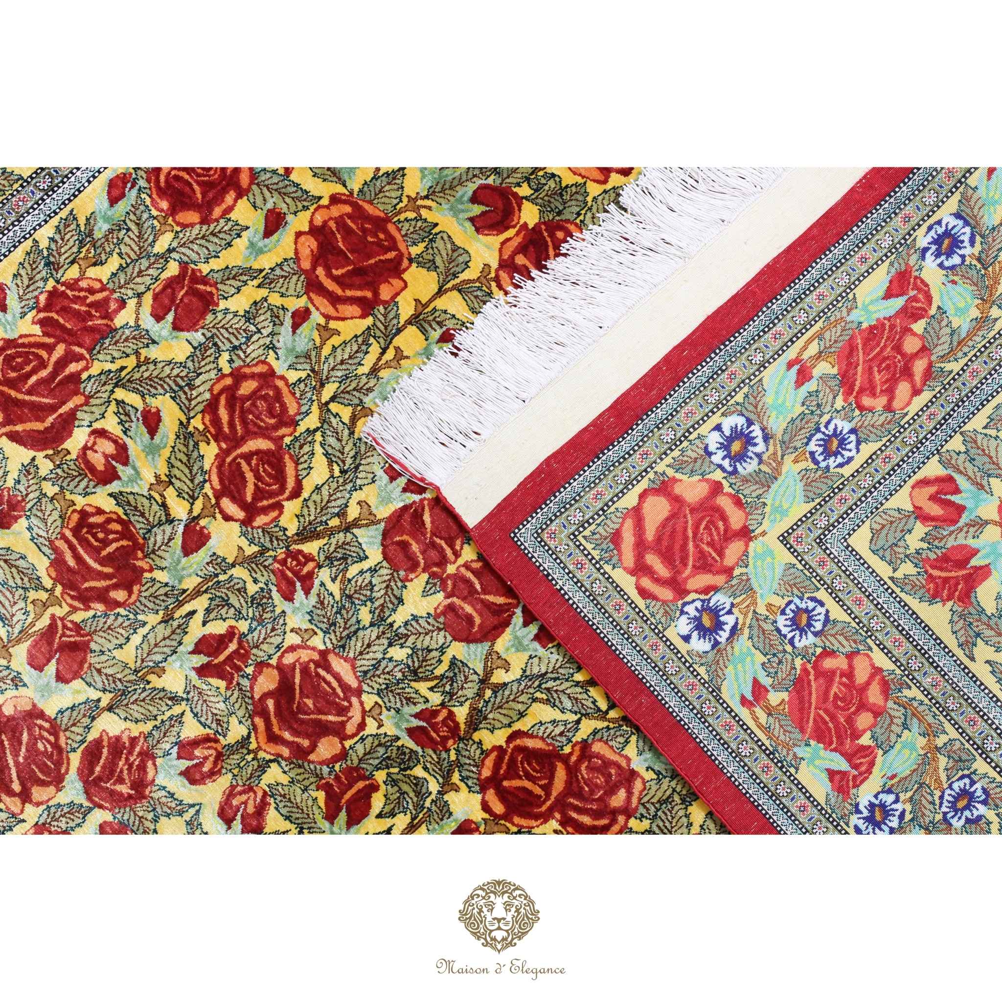 Alfombra persa exclusiva de seda pura - Obra maestra anudada a mano con tintes naturales, firmada, 104 x 162 cm, Diseño de mil flores