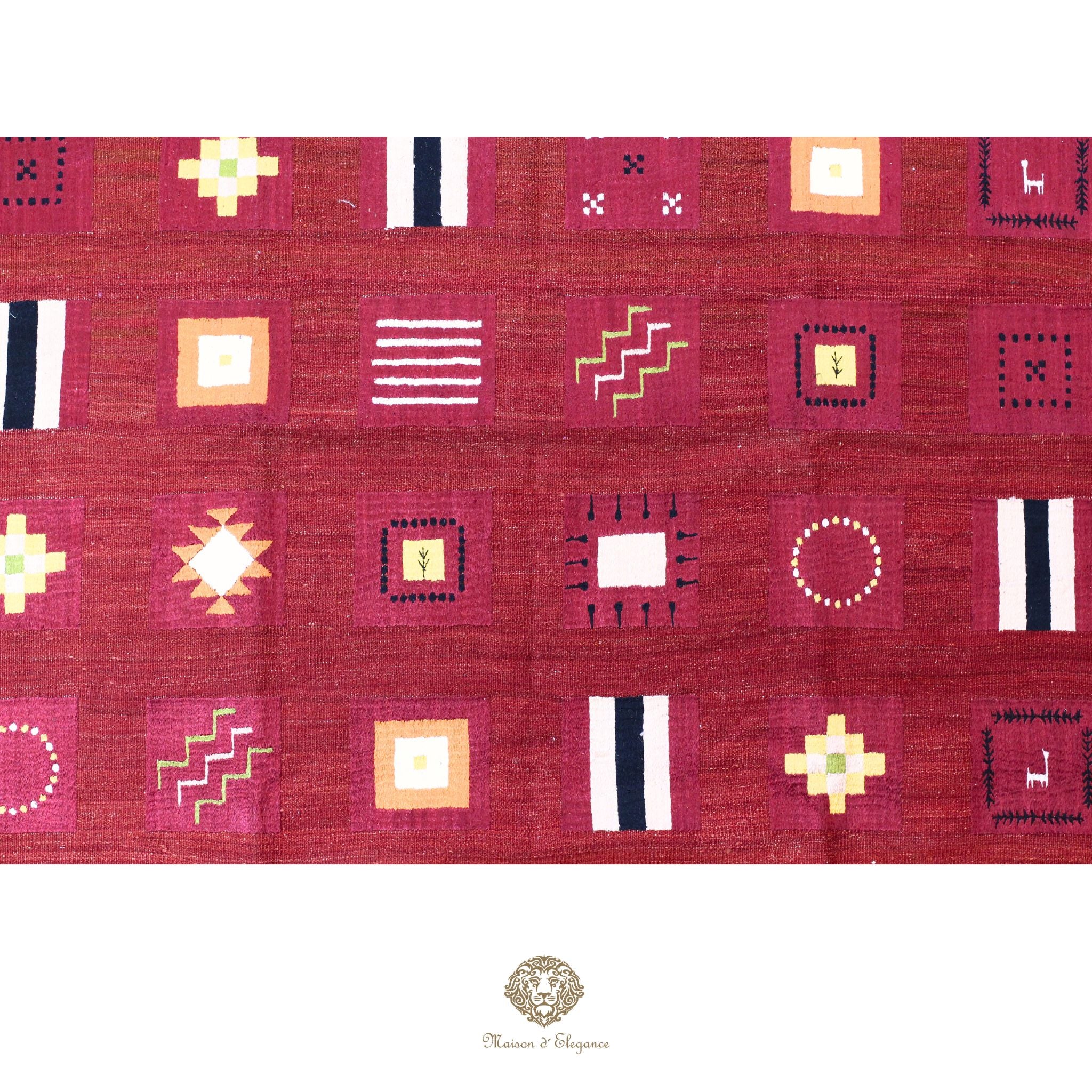 Kilim única moderna Tejido a Mano | Alfombra Plana de Lana y Seda con Tintes Naturales 236x296 cm