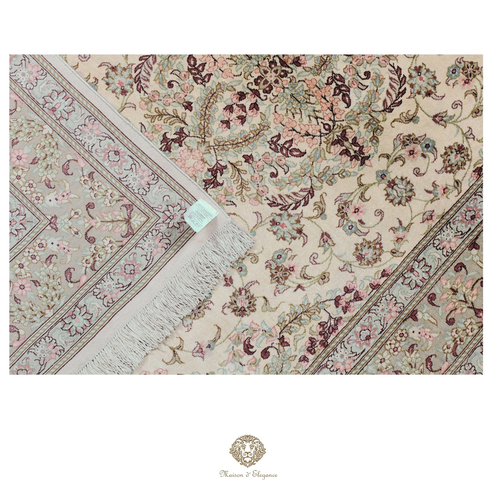 Alfombra persa exclusiva de seda pura, anudada a mano, teñida de forma natural, obra maestra de alta gama, firmada, 99 x 155 cm