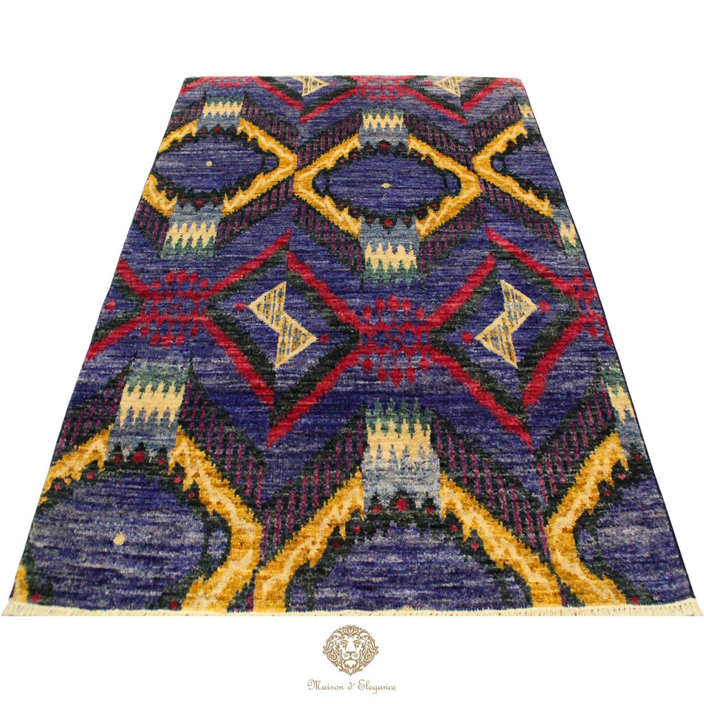 Alfombra Moderna Ikat Lana Natural - Diseño Contemporáneo 195 x 124 cm