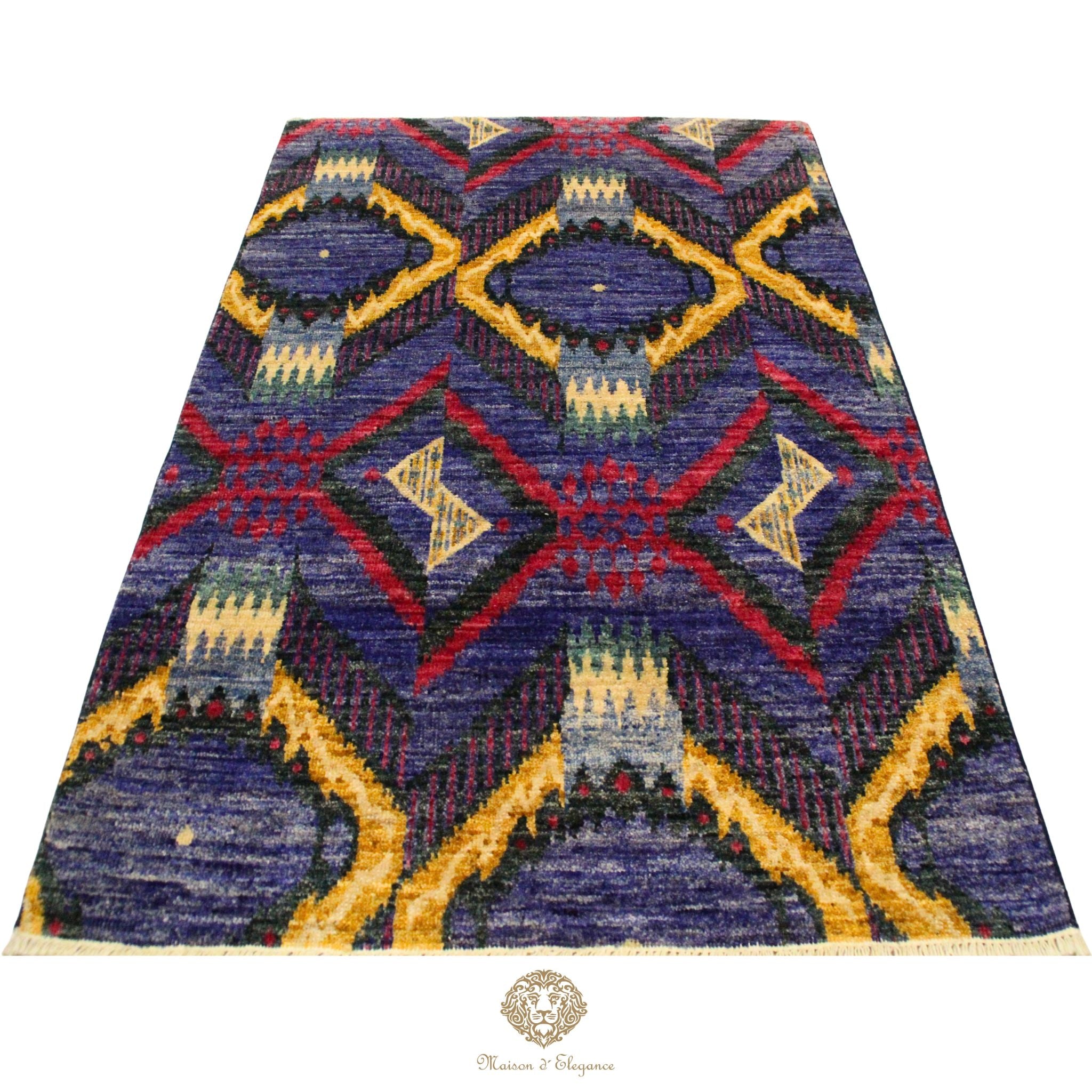 Alfombra Moderna Ikat Lana Natural - Diseño Contemporáneo 195 x 124 cm