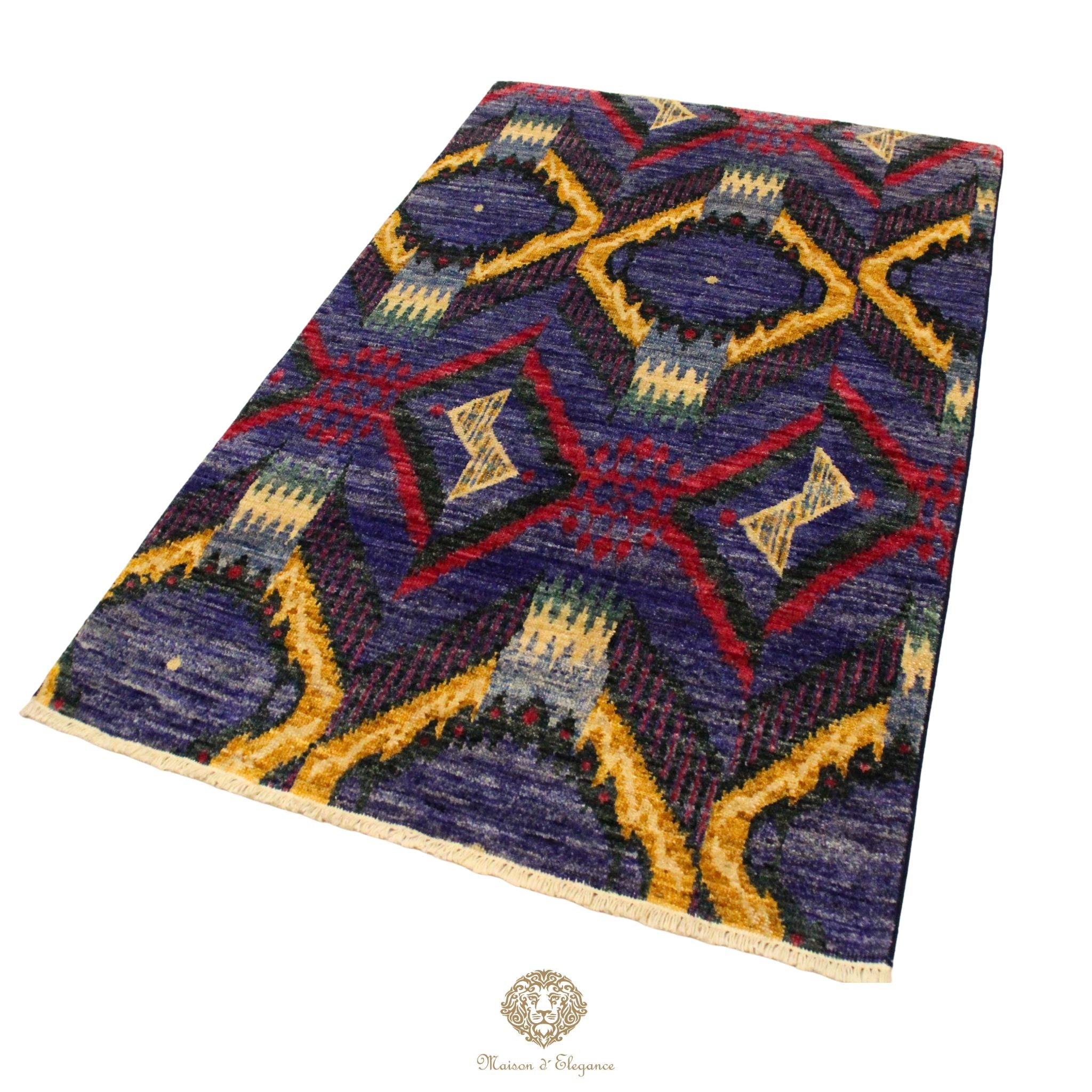 Alfombra Moderna Ikat Lana Natural - Diseño Contemporáneo 195 x 124 cm